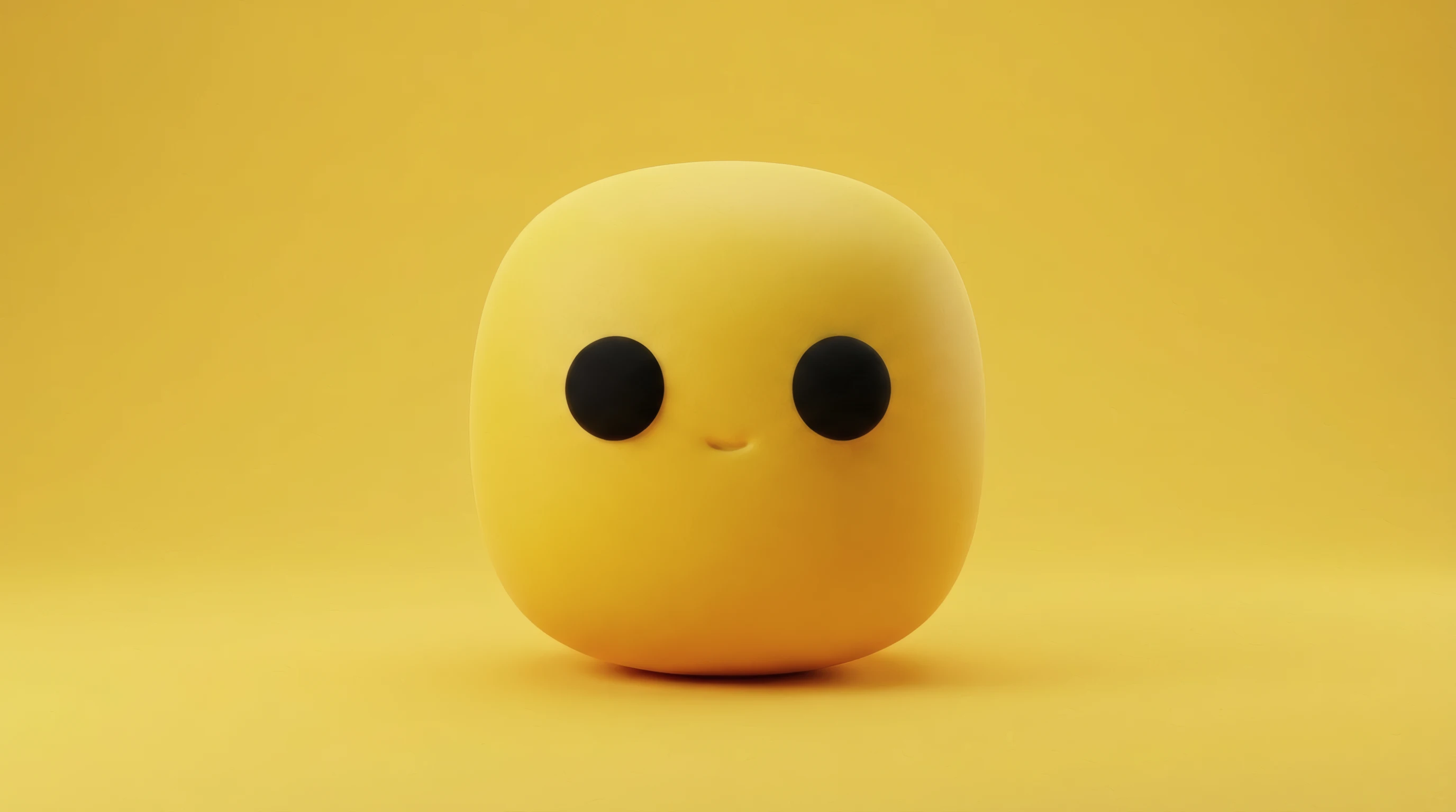 Minimalist Yellow Blob Character with Black Eyes