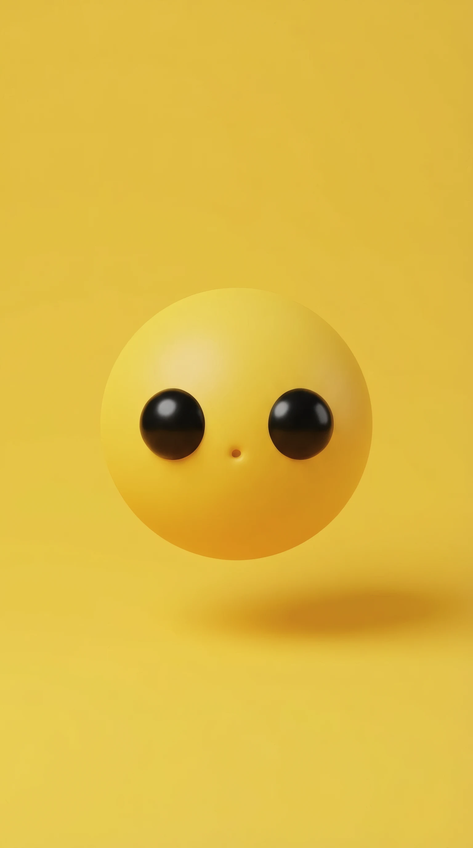 Minimalist Yellow Emoji with Glossy Black Eyes