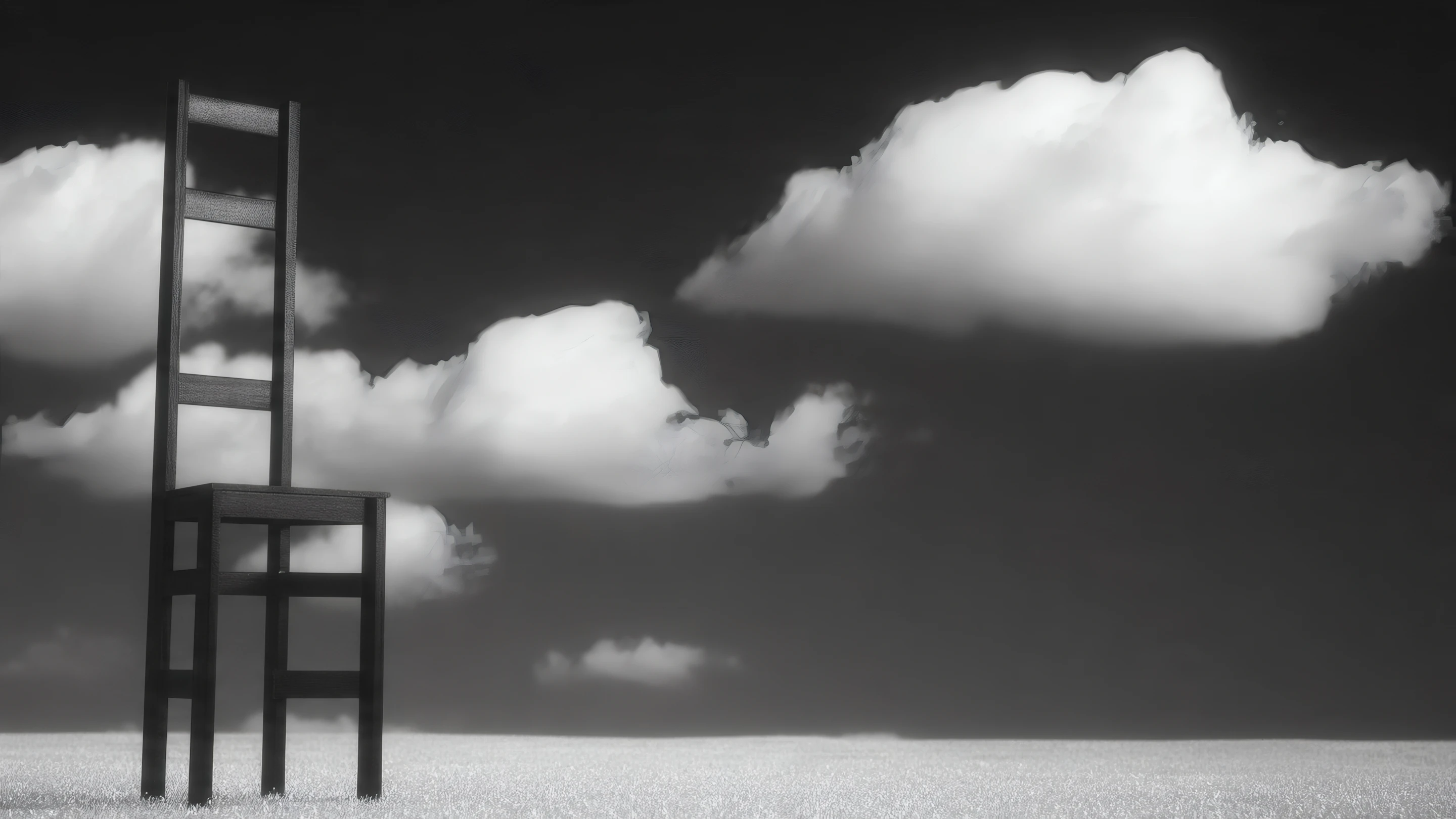 Monochromatic Chair Under Cloudy Sky Dreamscape