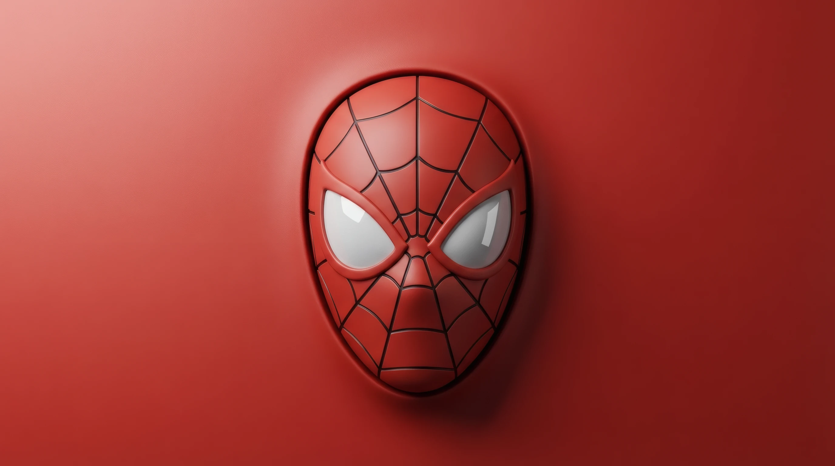 Monochromatic Spider-man Mask on Red Background