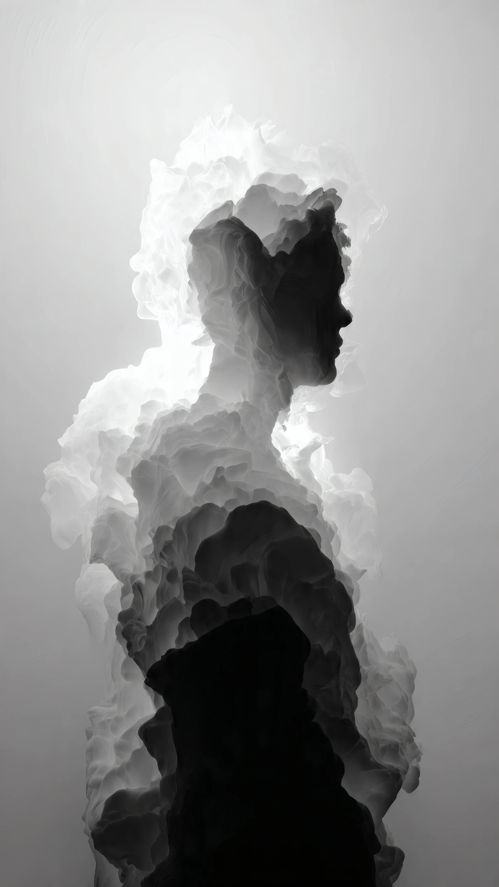 Monochrome Silhouette with Layered Cloudscape Texture