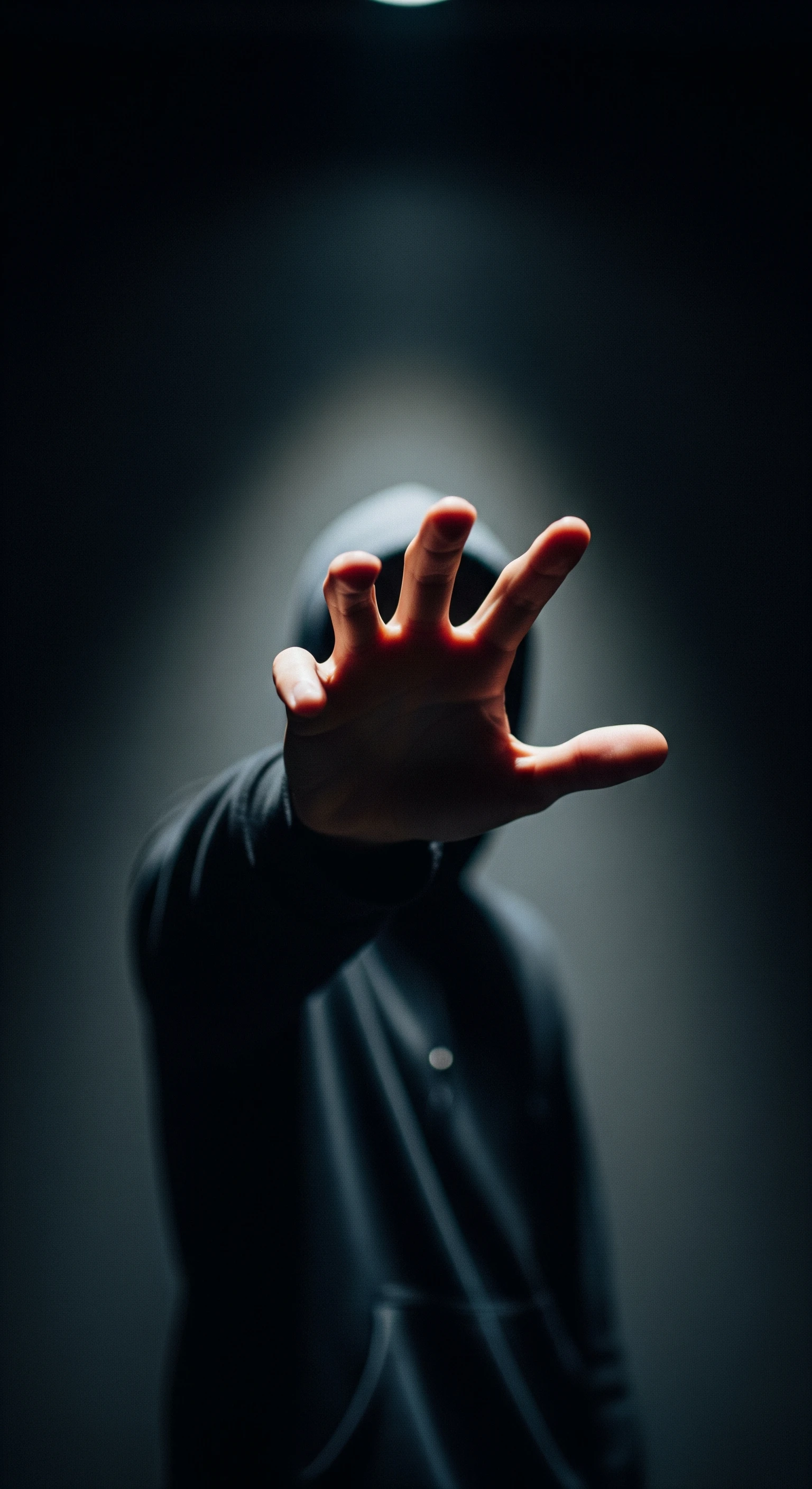 Mysterious Hooded Figure in Dramatic Spotlight