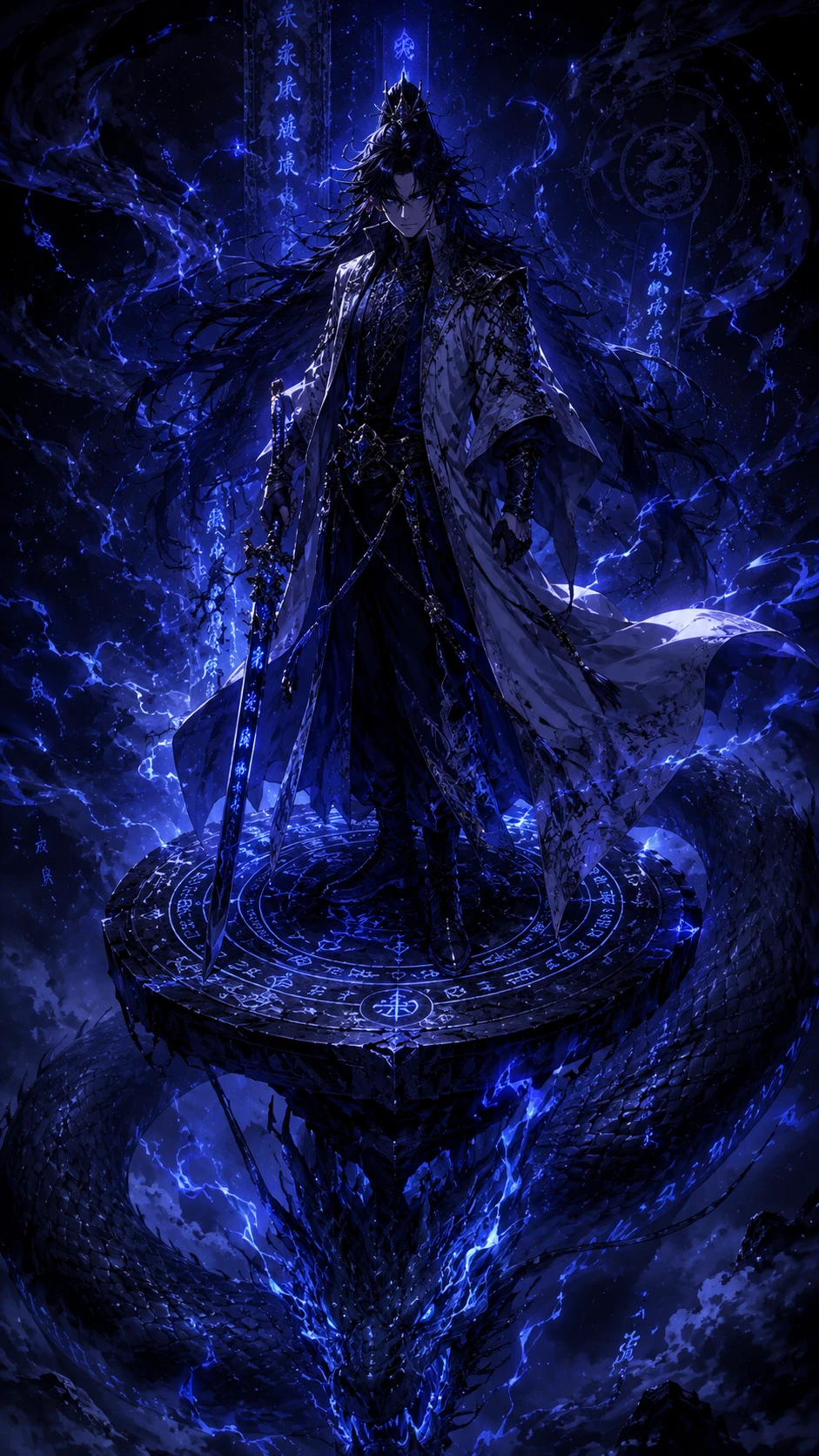 Mystic Sorcerer Standing Atop Dragon Altar Anime wallpaper 941x1672