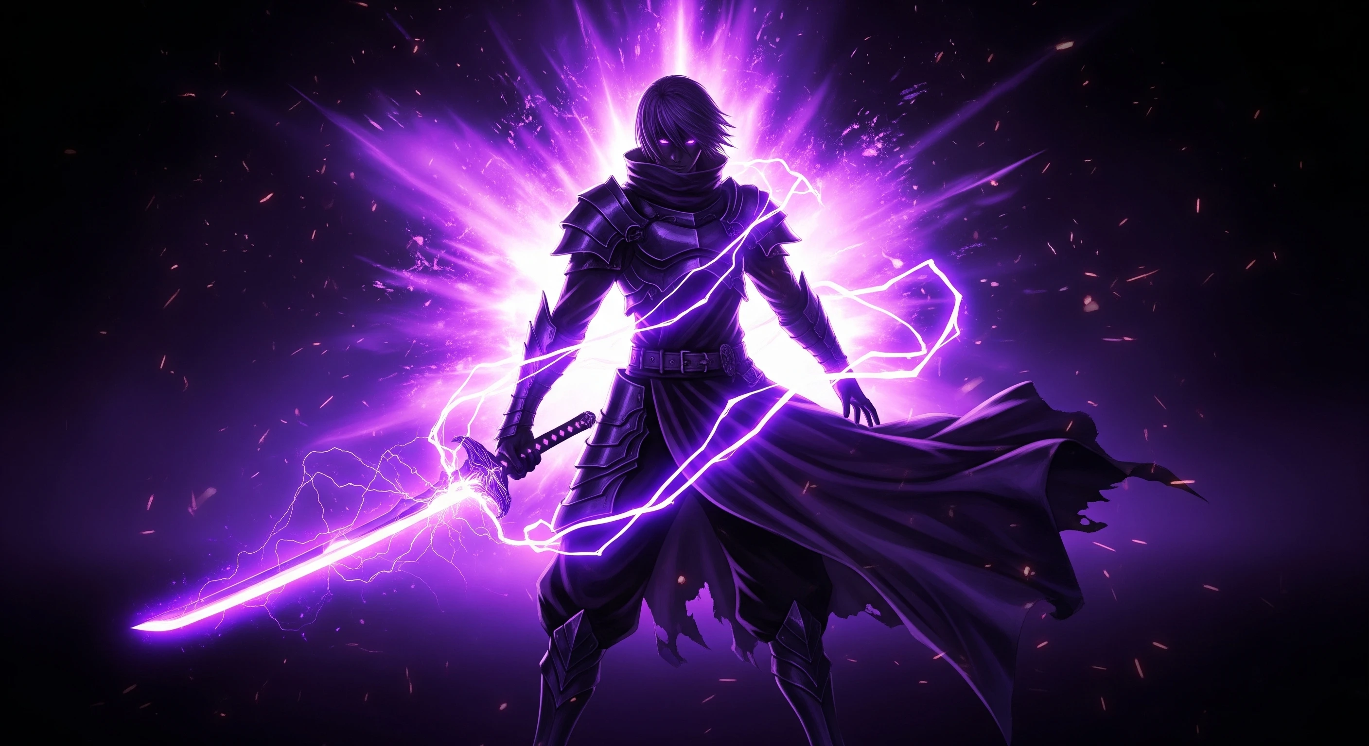 Mystic Warrior with Purple Lightning Sword