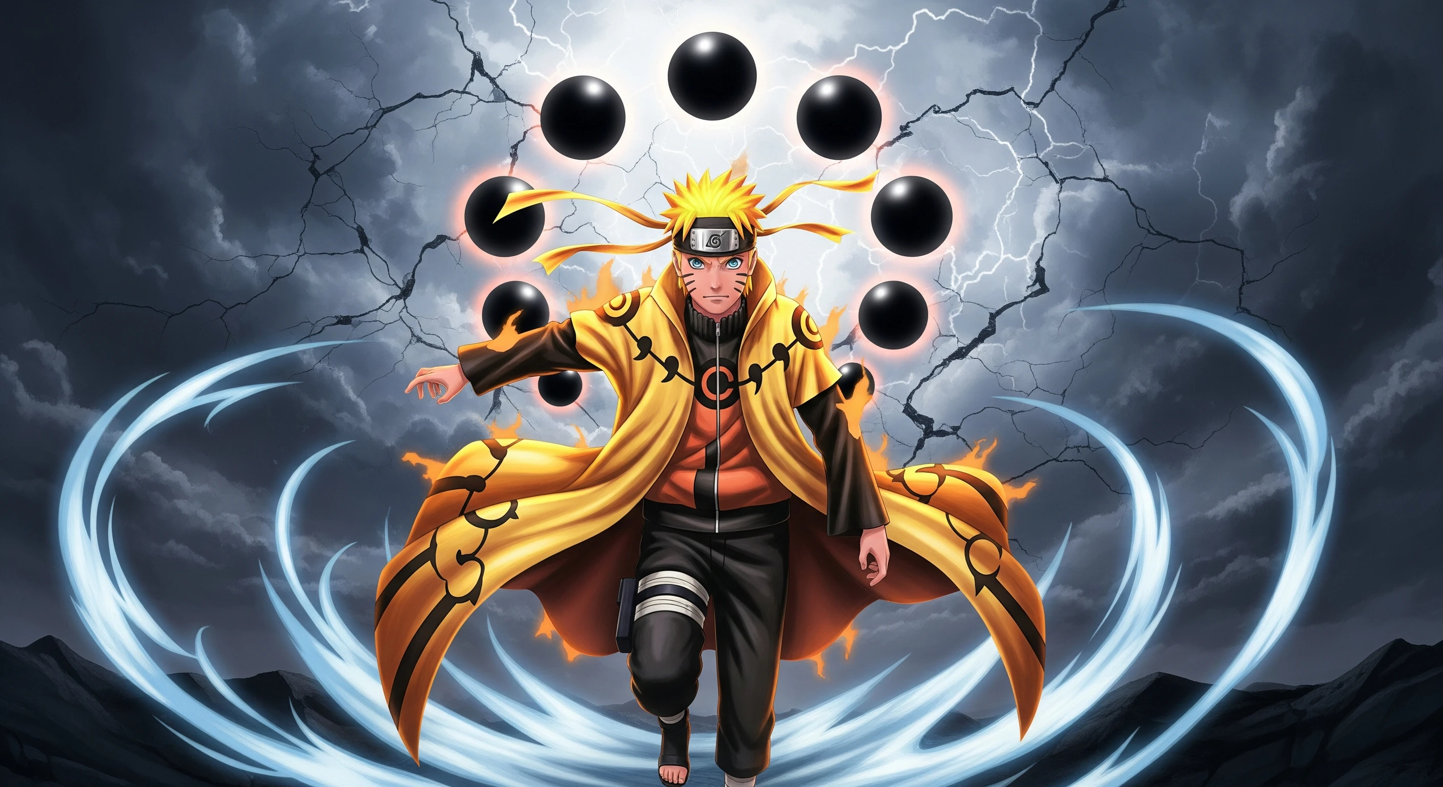 Naruto's Sage Mode Aura with Lightning Storm
