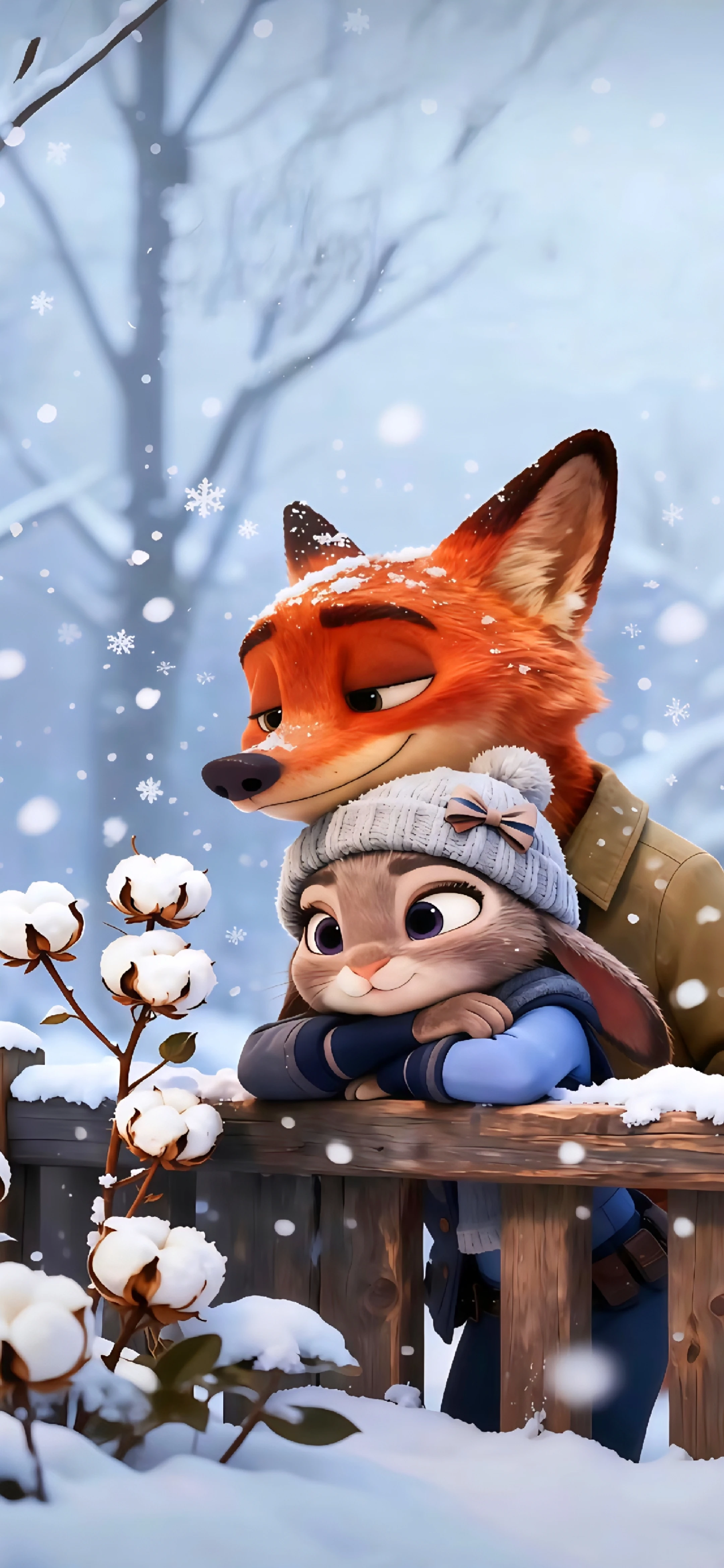 Nick & Judy in Snowy Zootopia Scene