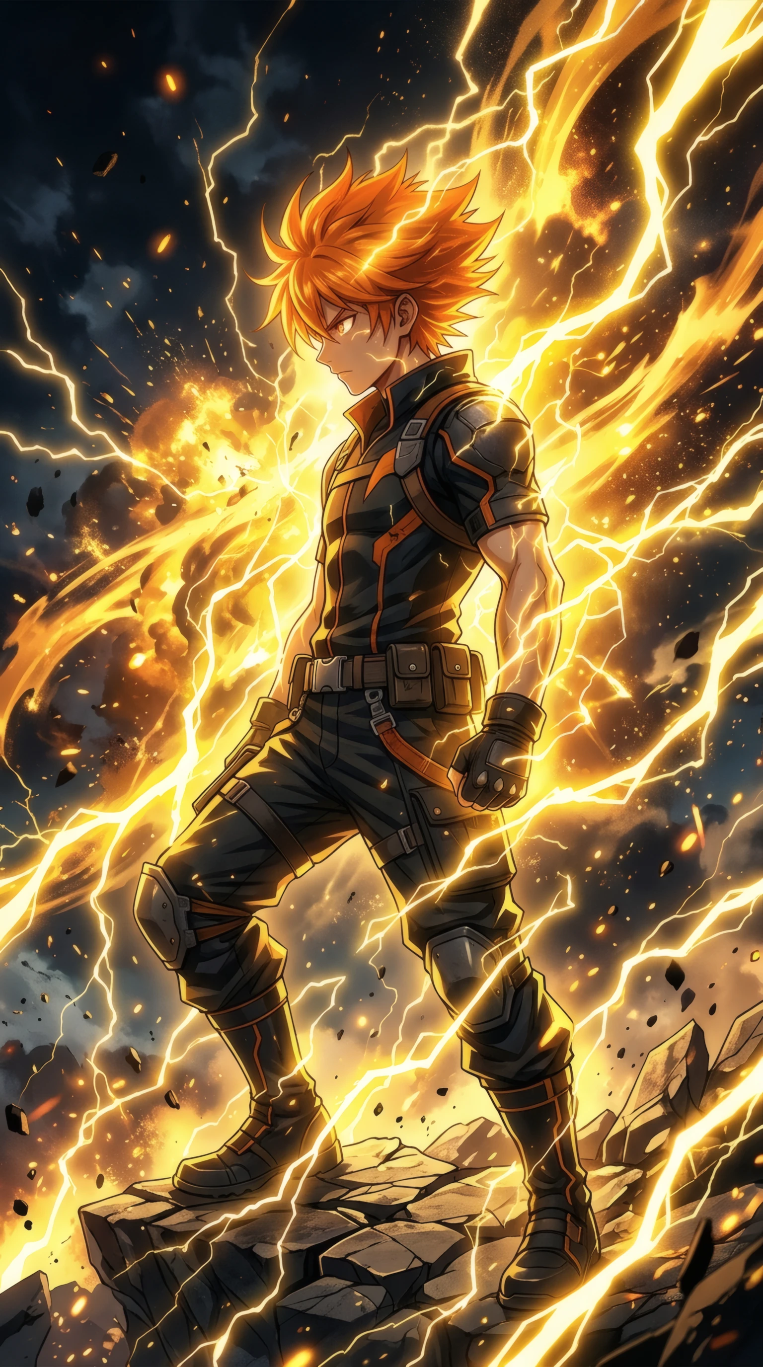 Orange-haired Hero in Electric Storm
