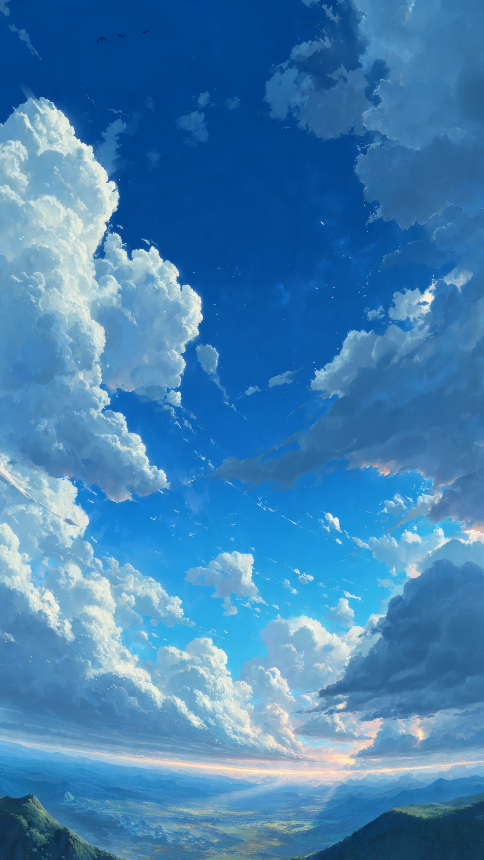 Painterly Clouds Ascending to Azure Heights