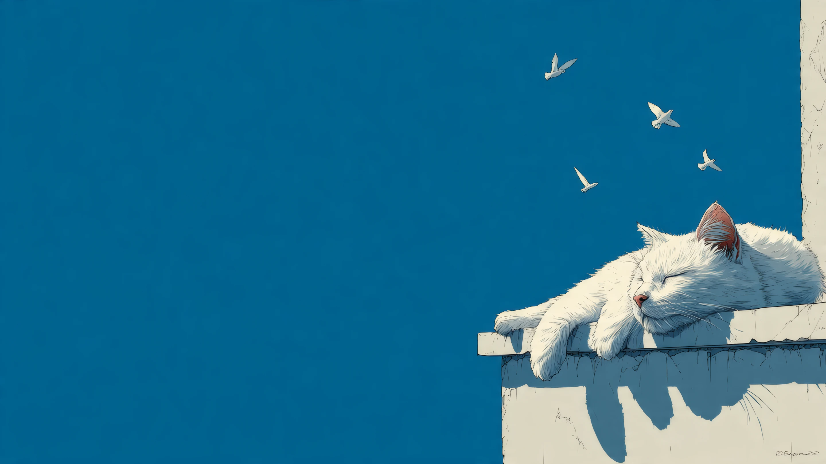Peaceful White Cat Napping on a Sunny Windowsill