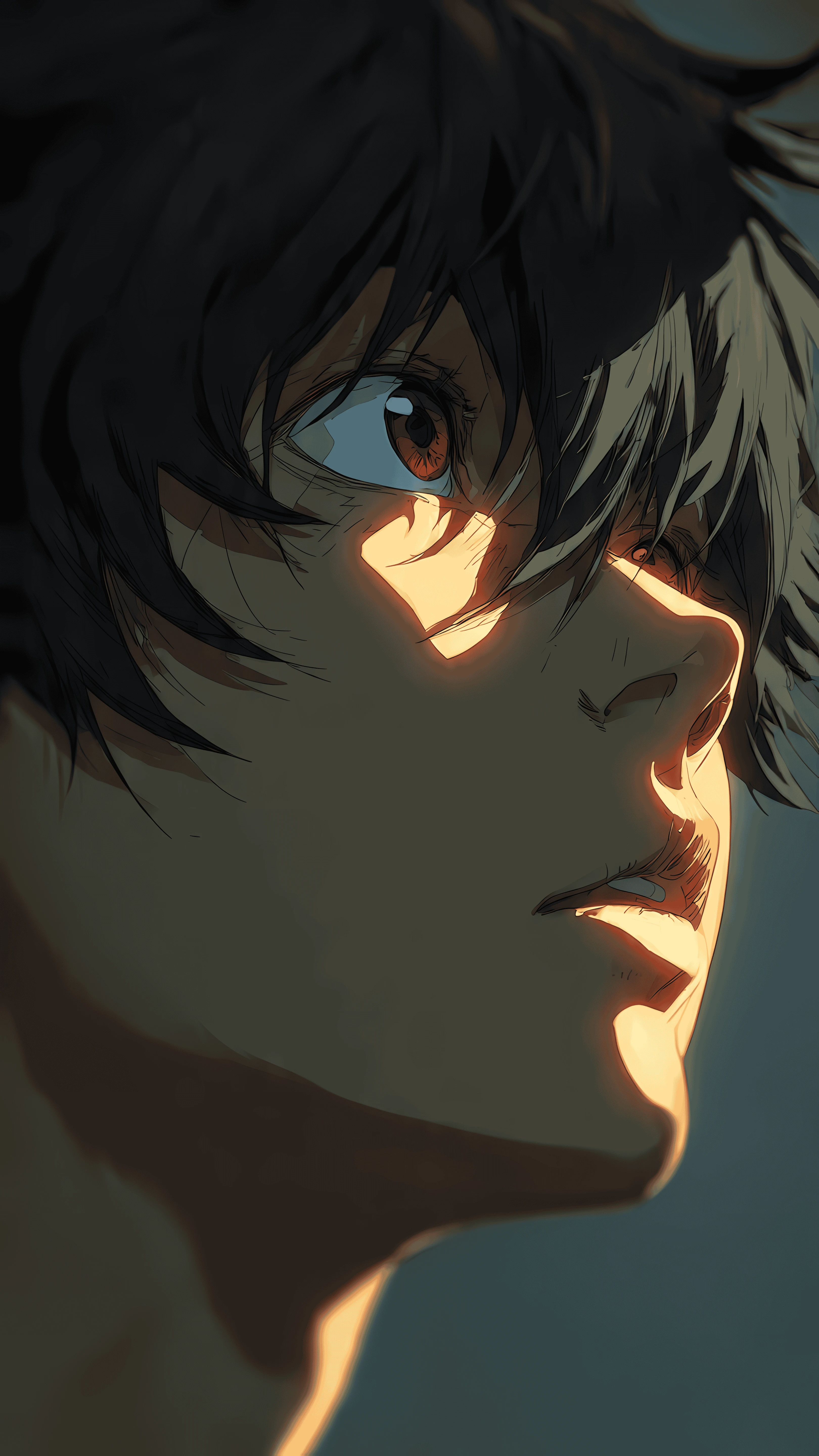 Pensive Anime Boy in Golden Sunlight