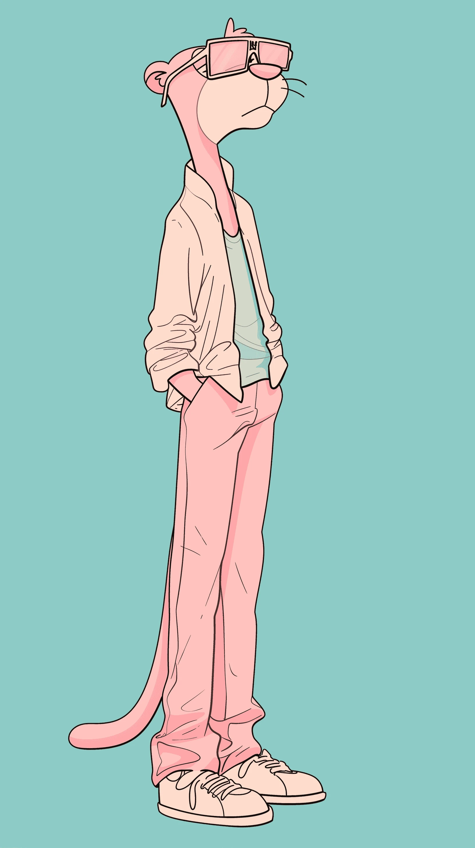 Pink Panther Cartoon Character in Pink Outfit