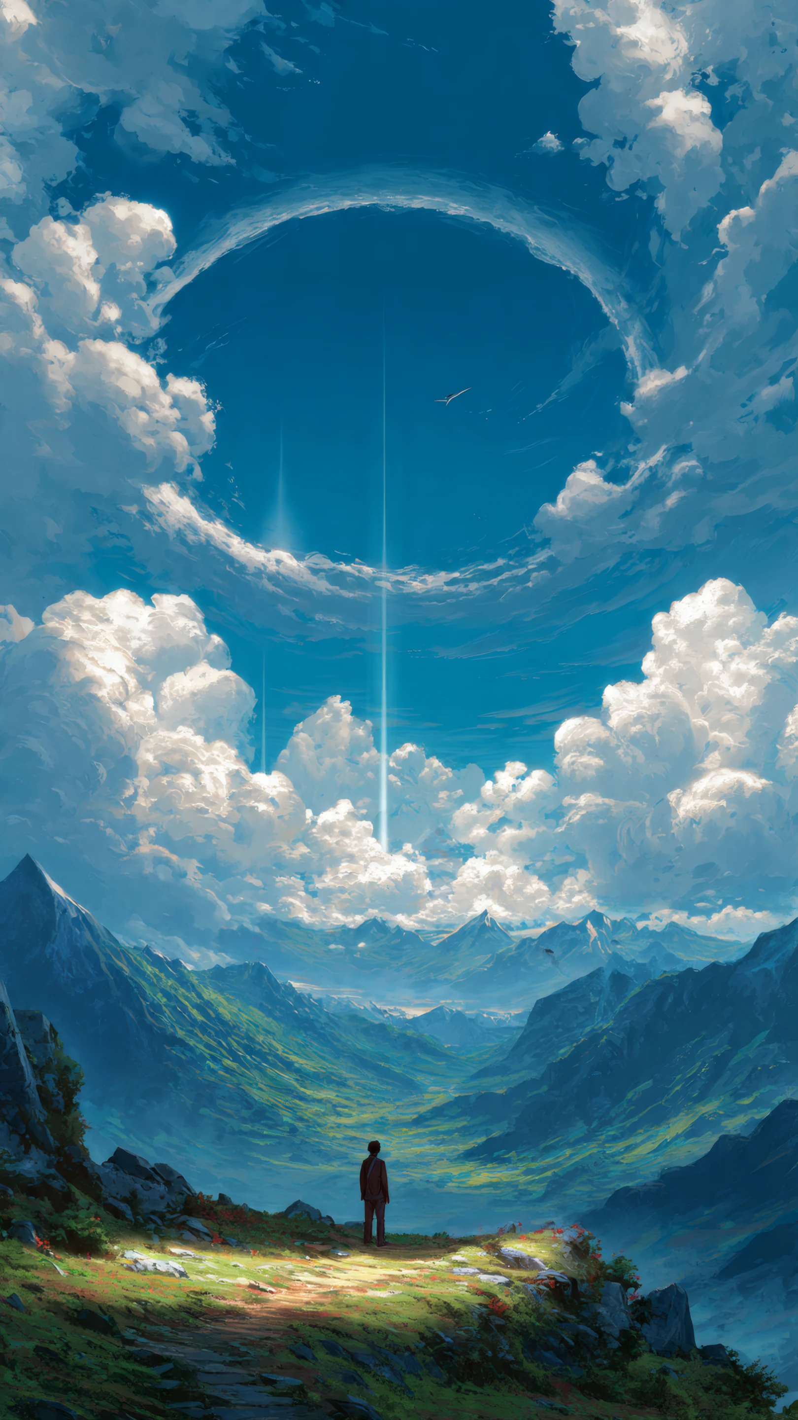 Portal Sky Above Verdant Mountain Valley