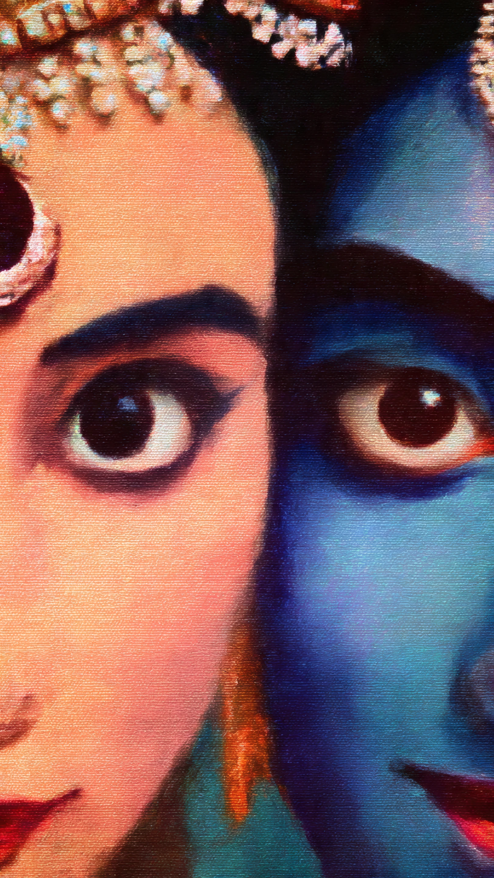 Radha Krishna Artistic Portrait with Blue Skin