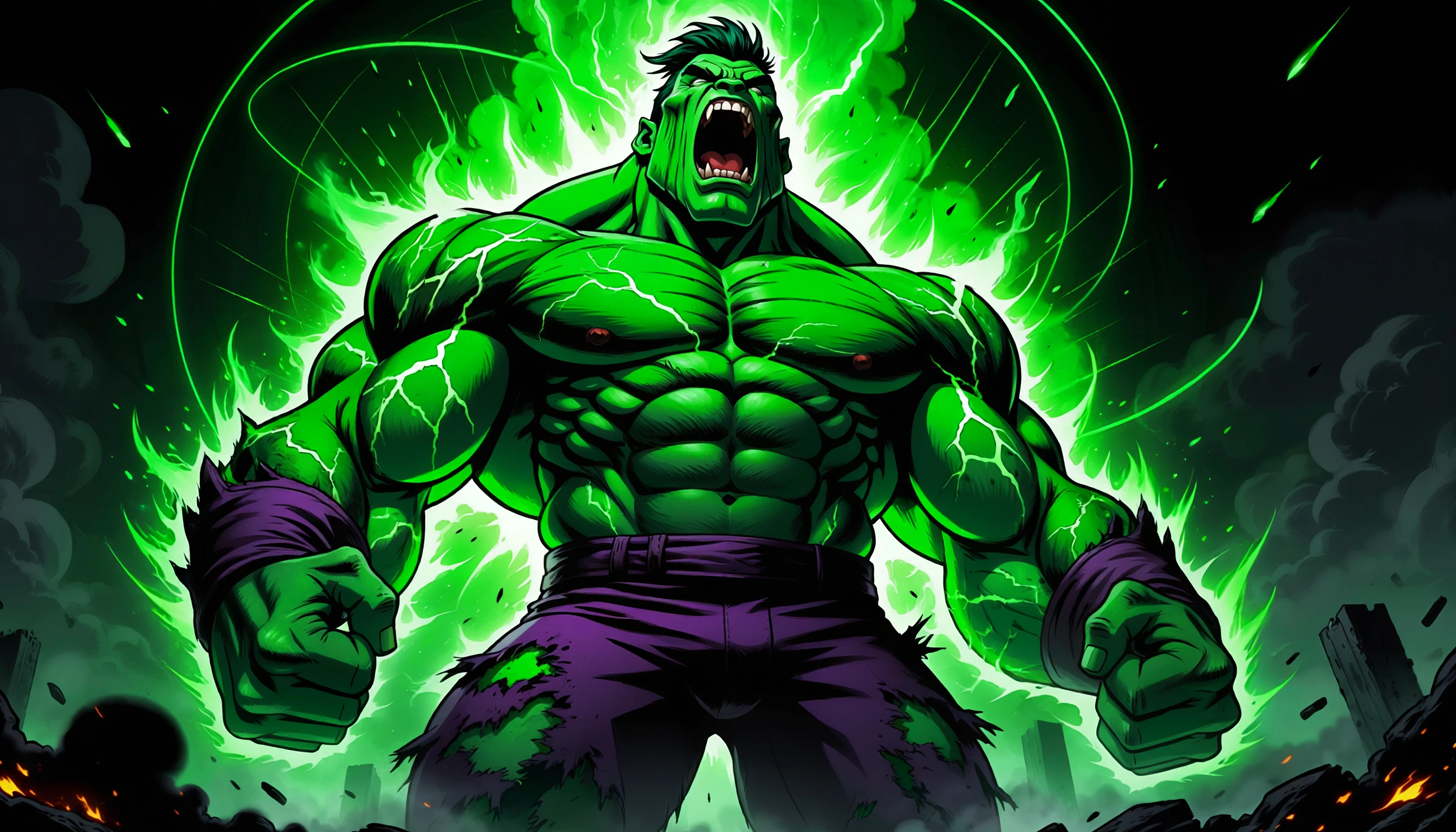 Raging Hulk Unleashes Emerald Fury Art wallpaper 2688x1536