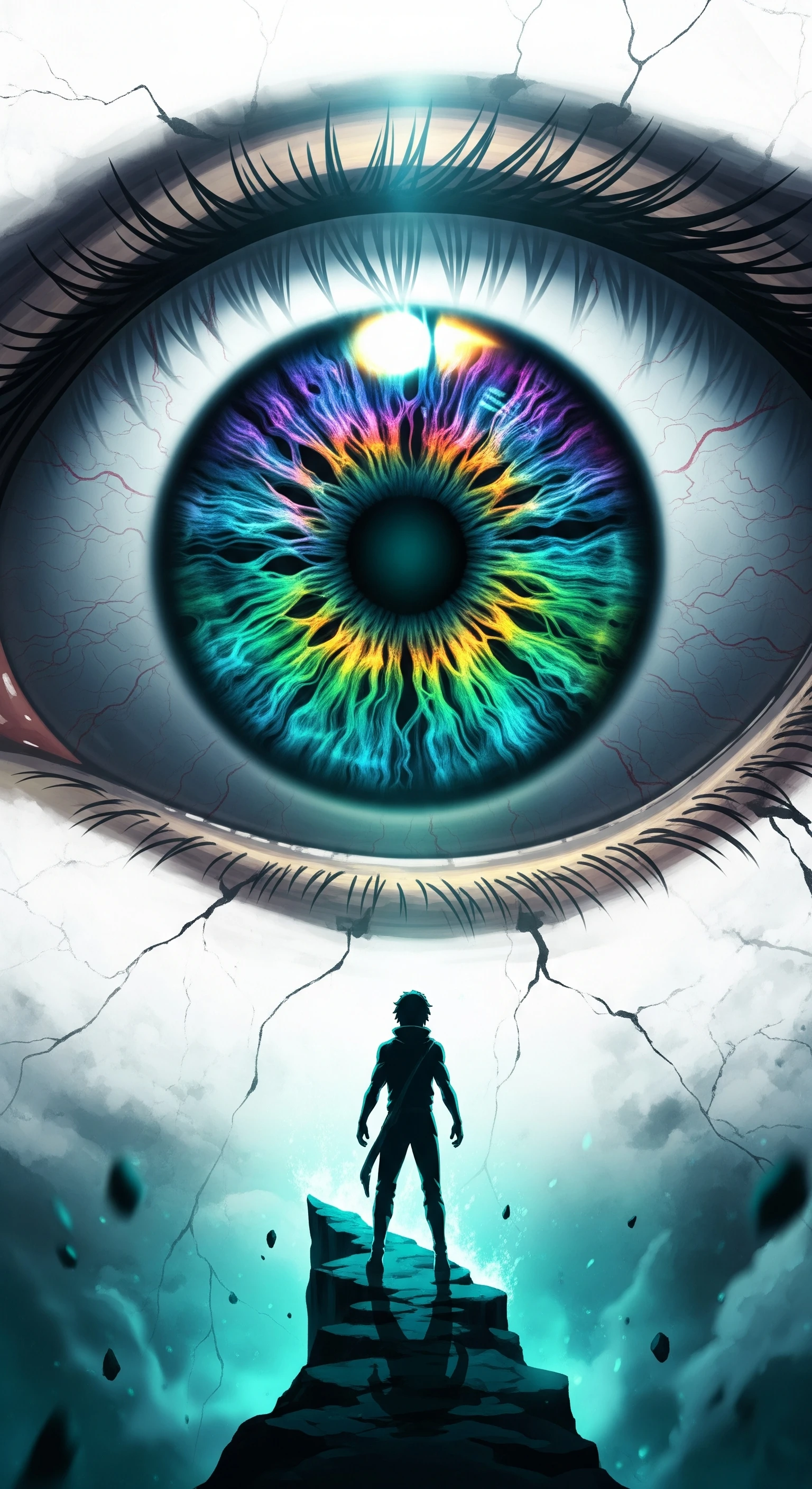 Rainbow Eye Overlooking a Solitary Figure