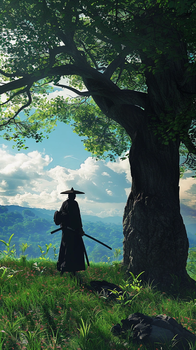 Samurai Warrior in Natural Landscape