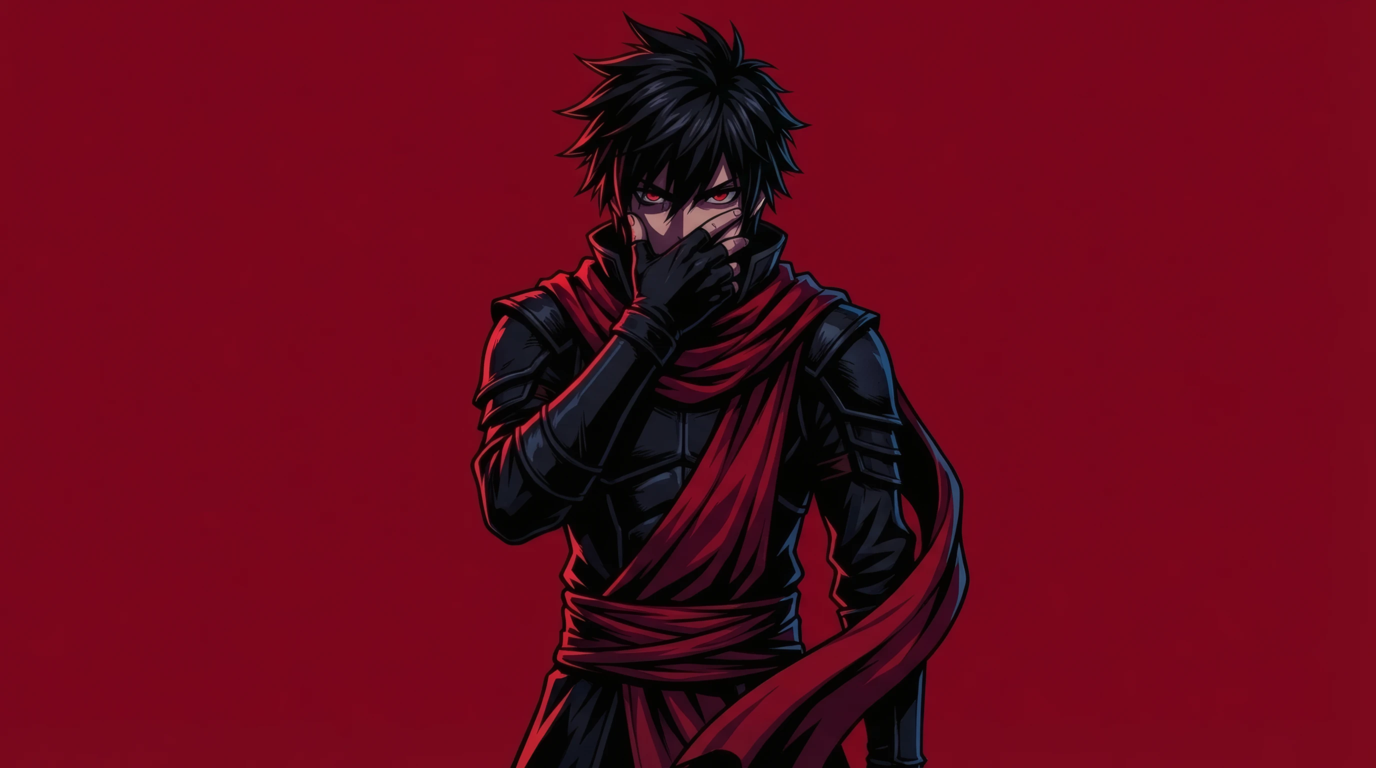 Shadowed Ninja with Piercing Red Eyes