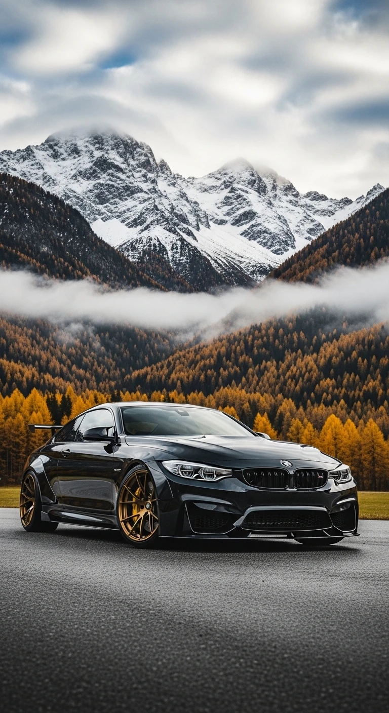 Sleek Bmw M4 Against Snowy Mountain Vista