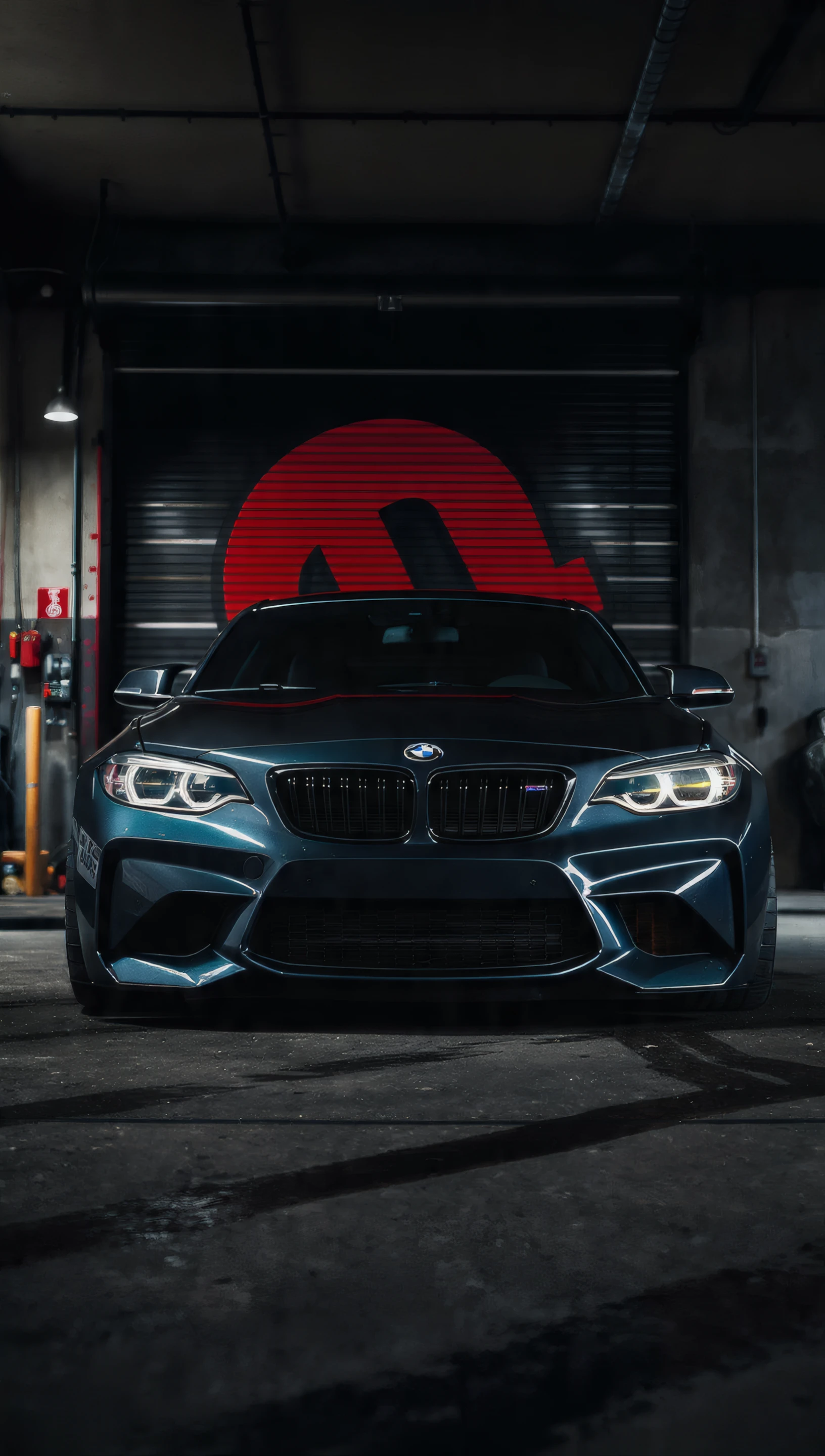 Sleek Dark Blue Bmw M2 Coupe in Garage Setting