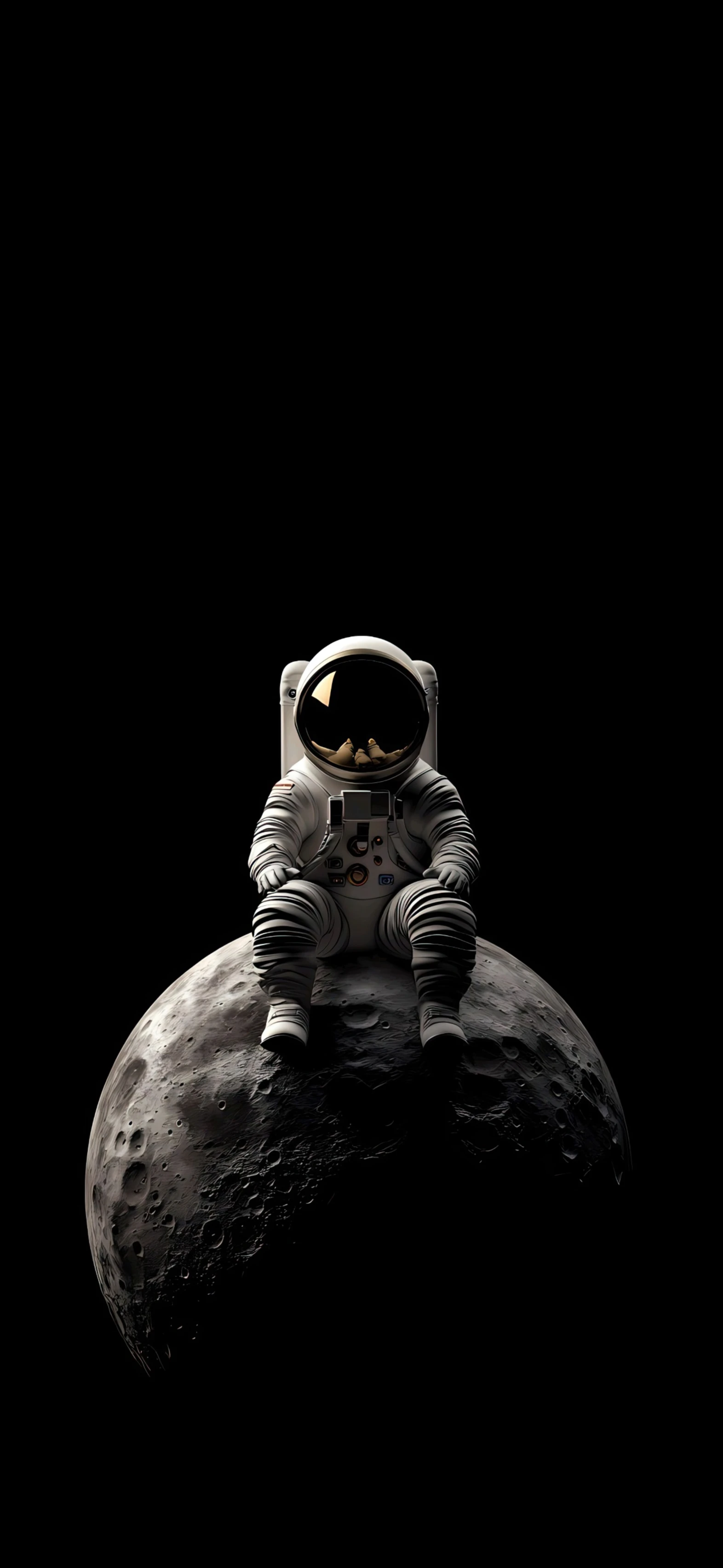 Solitary Astronaut Contemplating the Void on the Moon