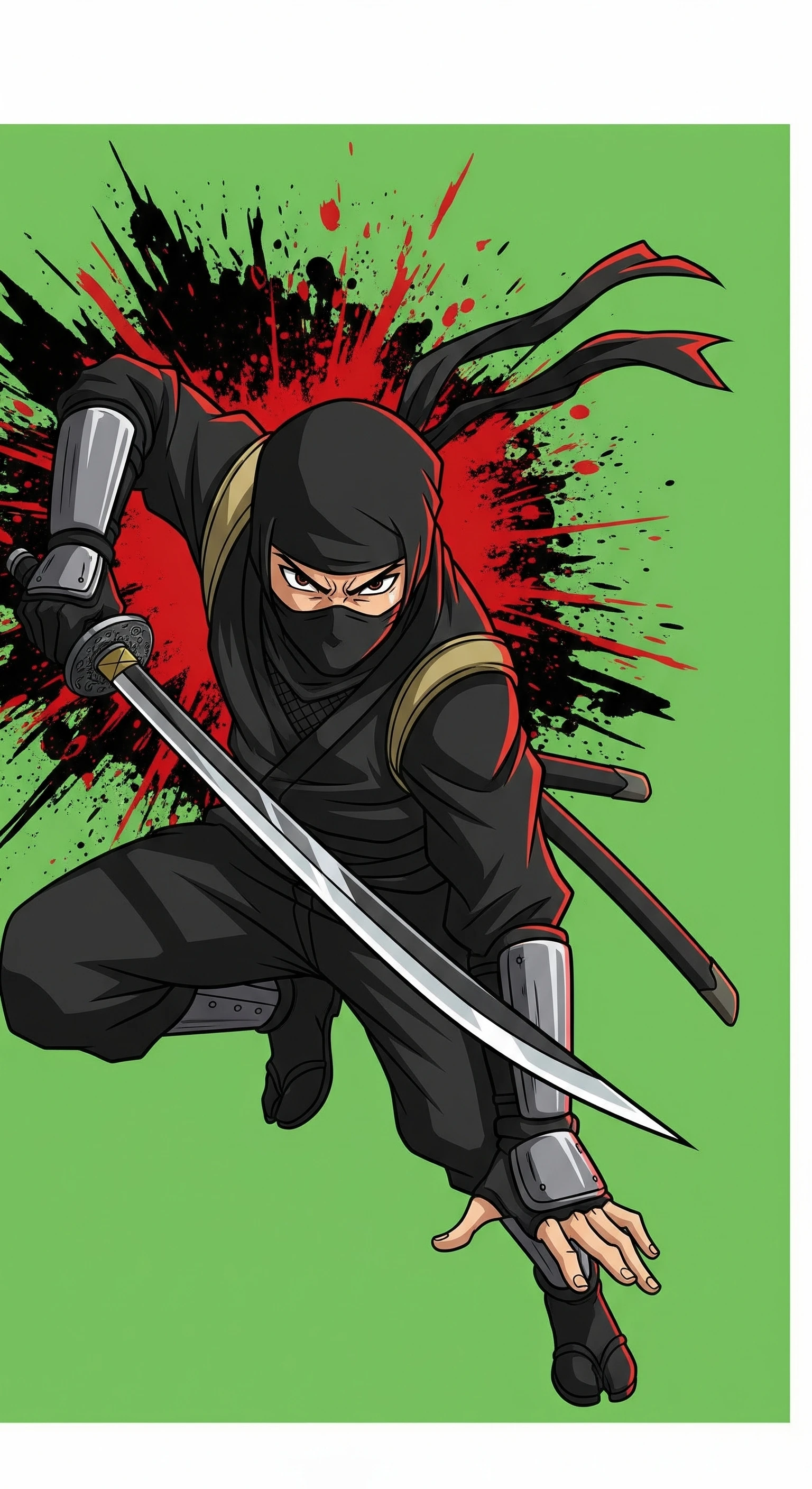 Stealth Ninja Warrior with Blood Splatter