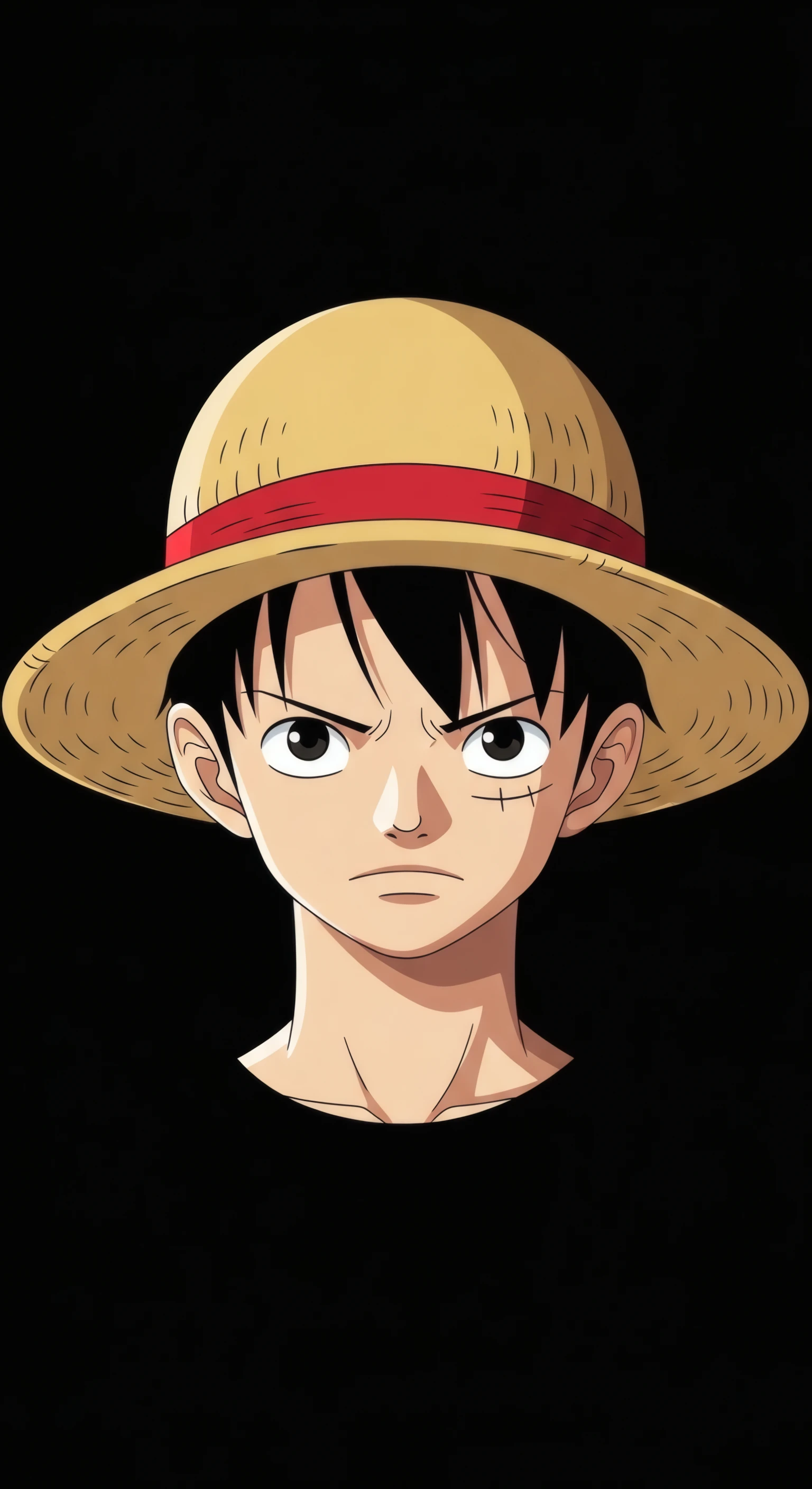 Straw Hat Anime Boy with Focused Gaze