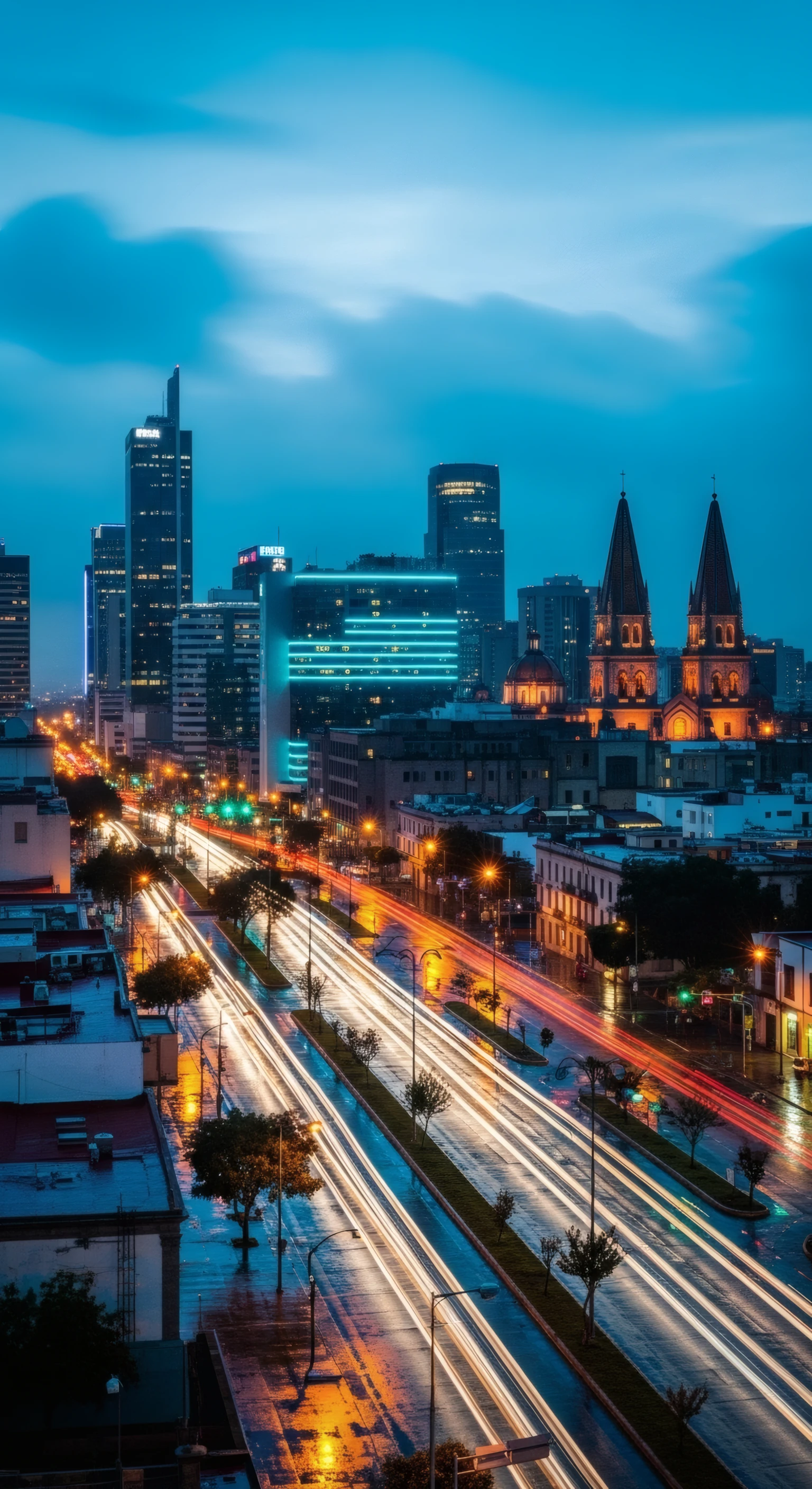 Streaks of Light in Guadalajara's Urban Nightscape