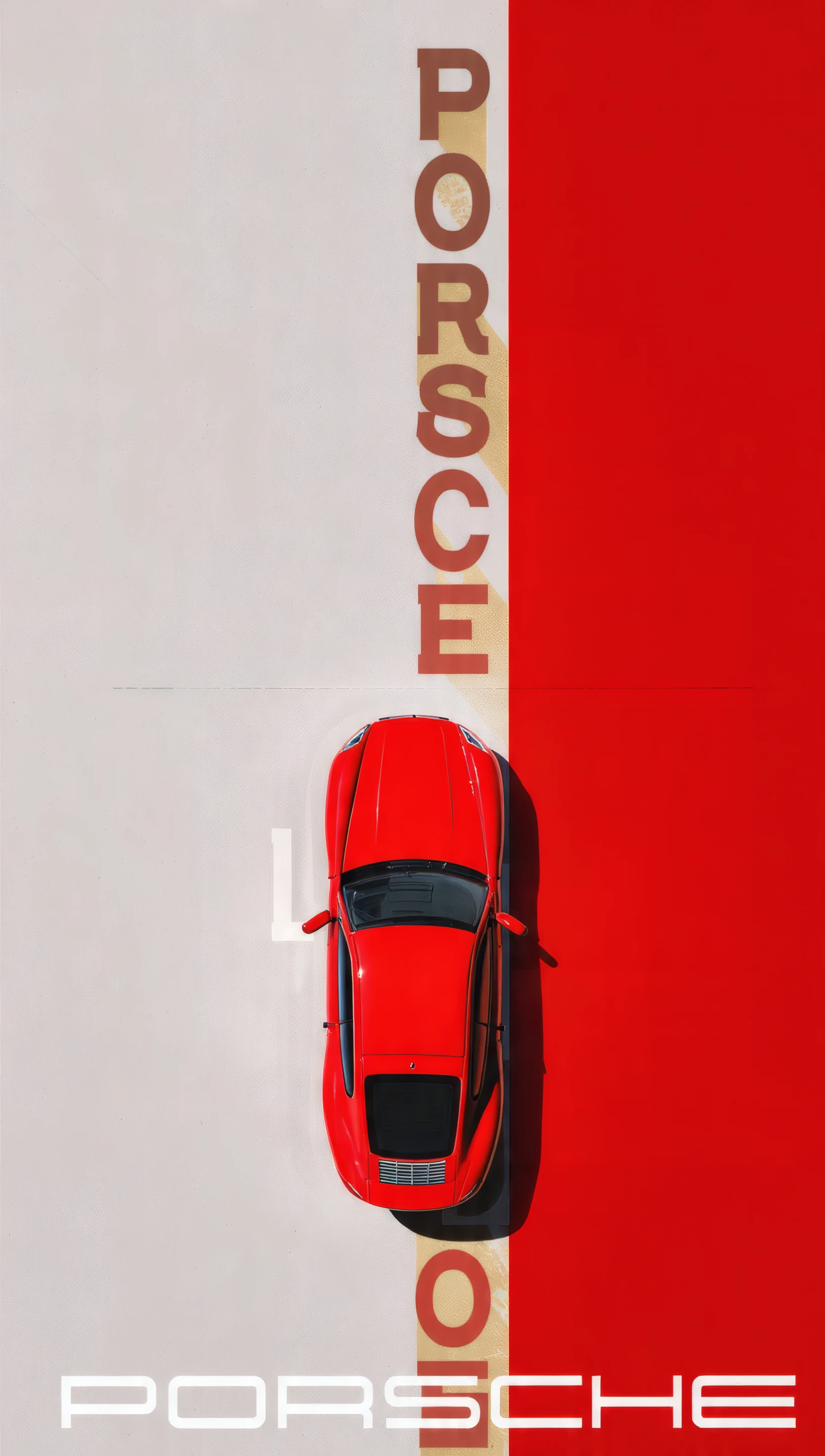 Striking Red Car on Bold Red and White Backdrop