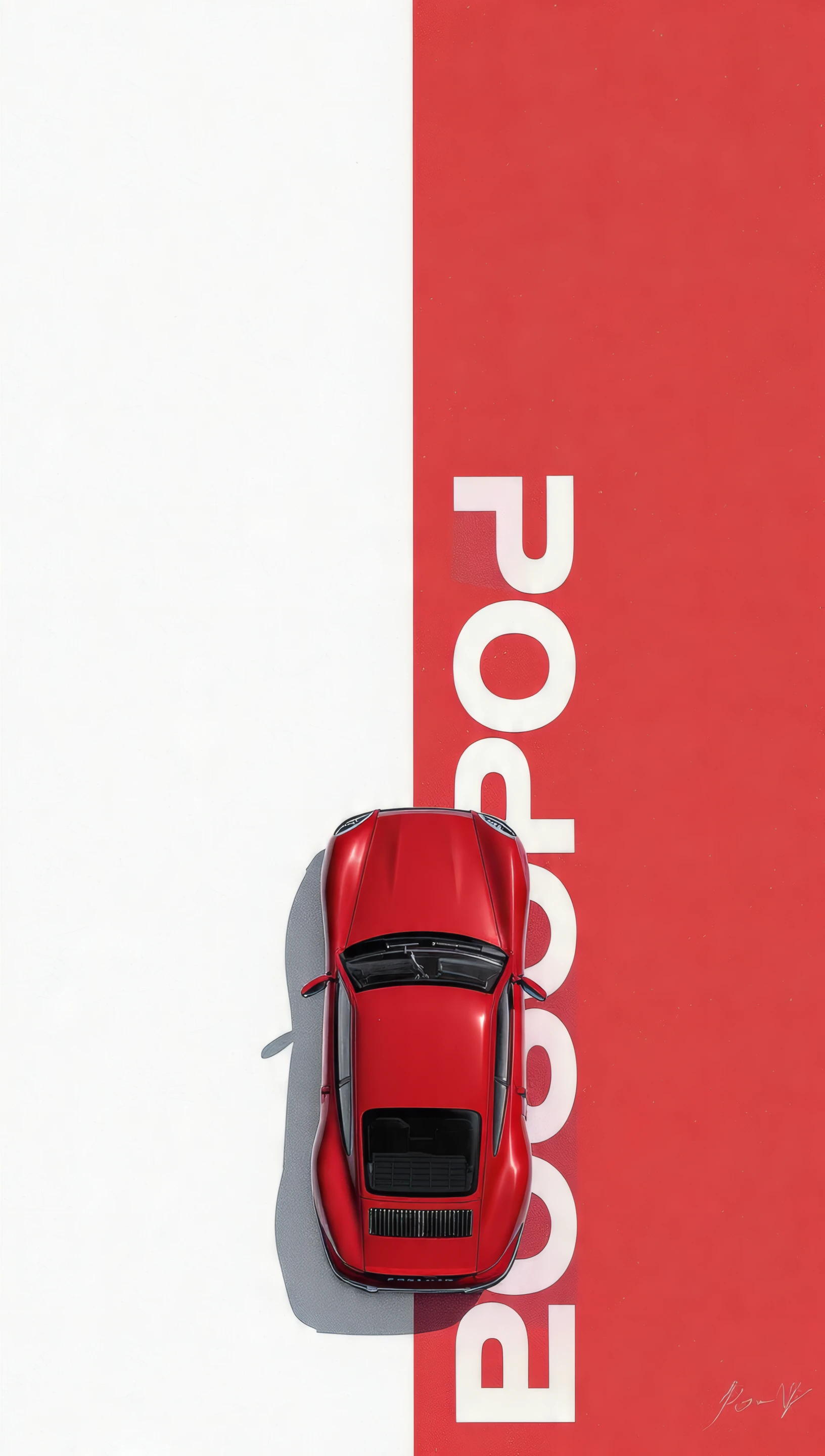 Striking Red Sports Car on Modern Graphic Background