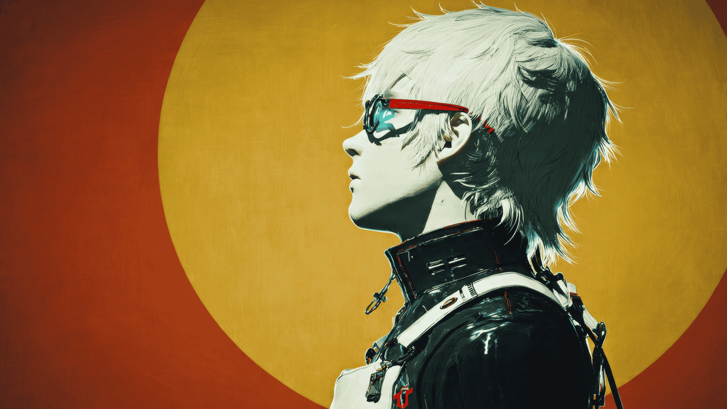 Stylish Anime Boy with Glasses on Retro Background