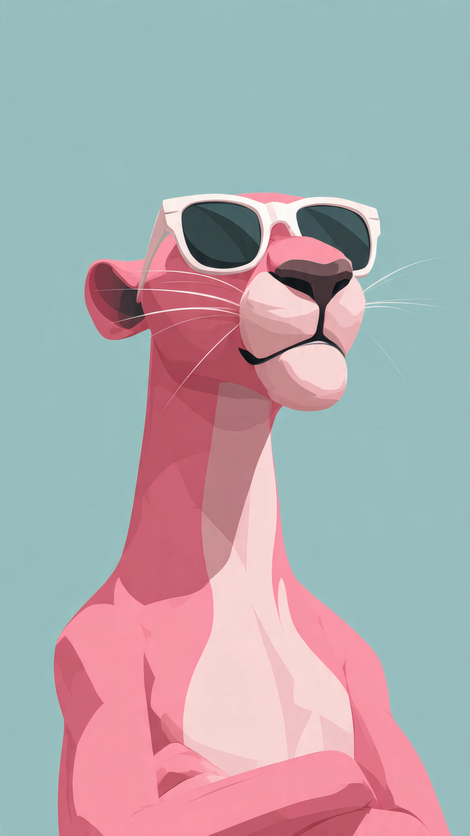 Stylish Pink Panther Cartoon with Sunglasses on Blue