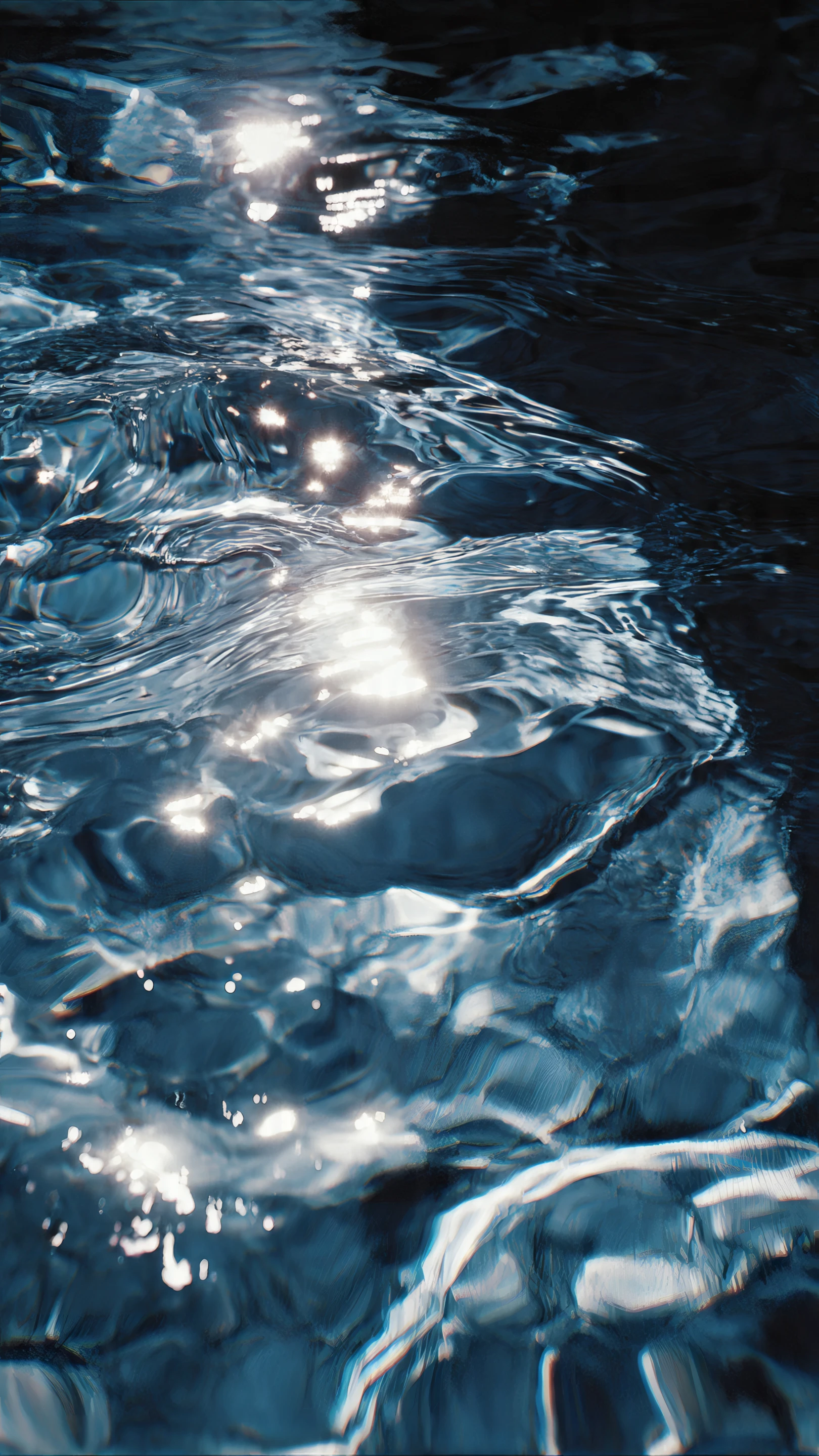 Sunlight Reflecting on Deep Blue Water Ripples