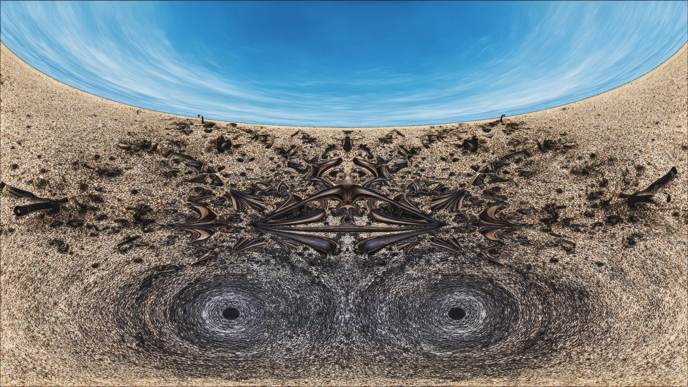 Surreal Distorted Landscape with Swirling Textures