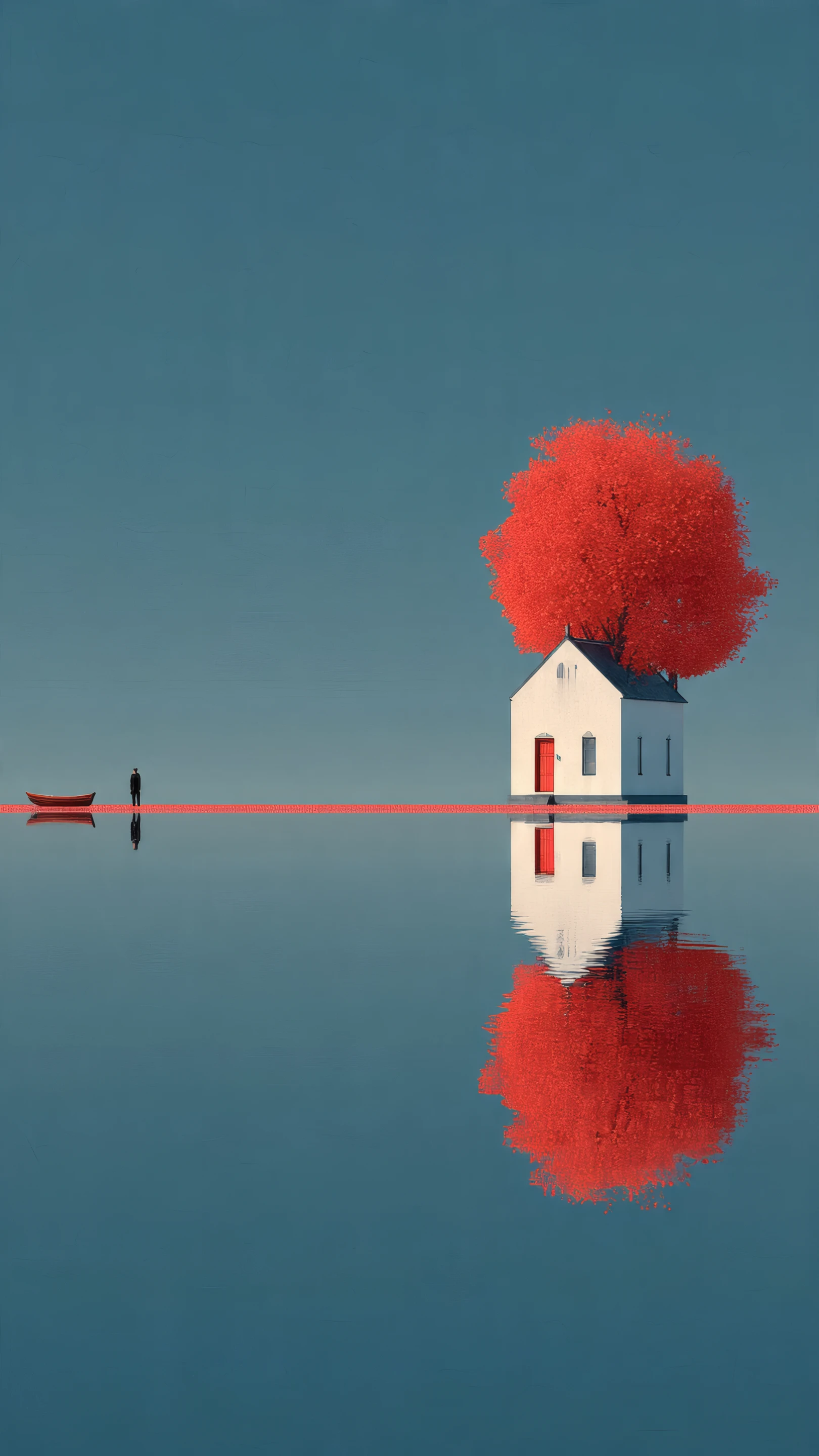 Surreal House with a Tree Growing on the Roof