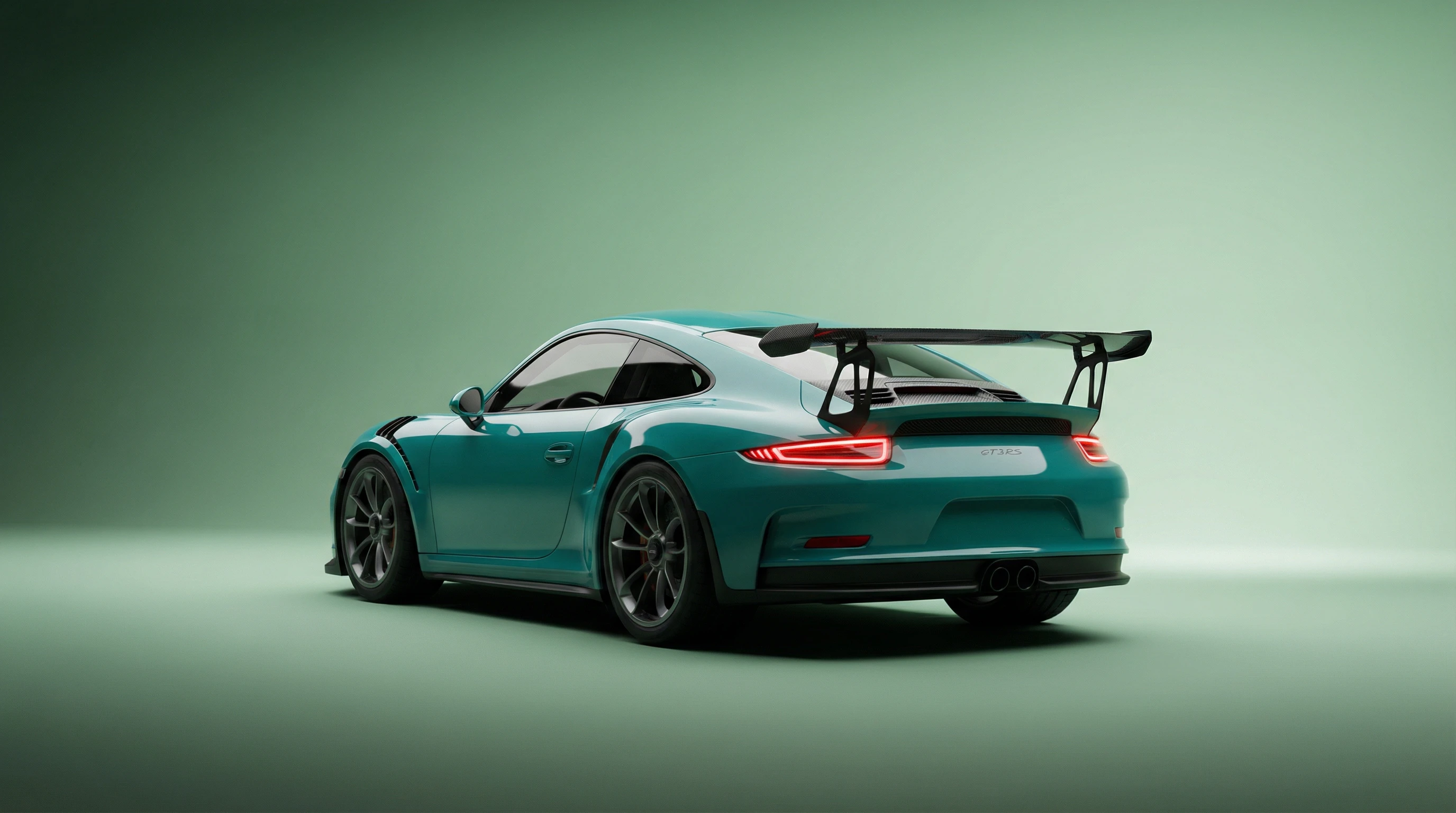 Teal Porsche Gt3rs Clean Studio Shot