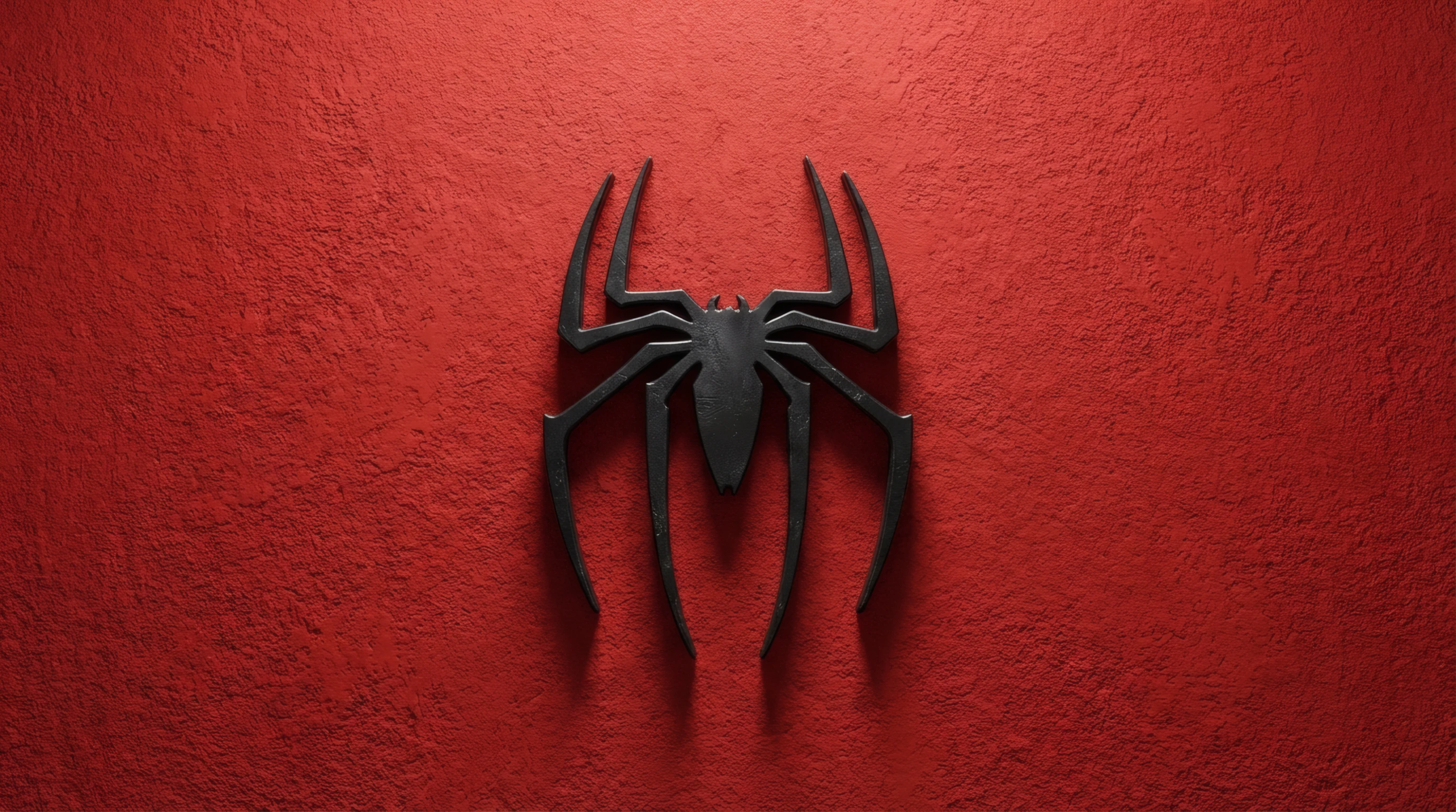 Textured Red Spider Emblem in Dark Silhouette