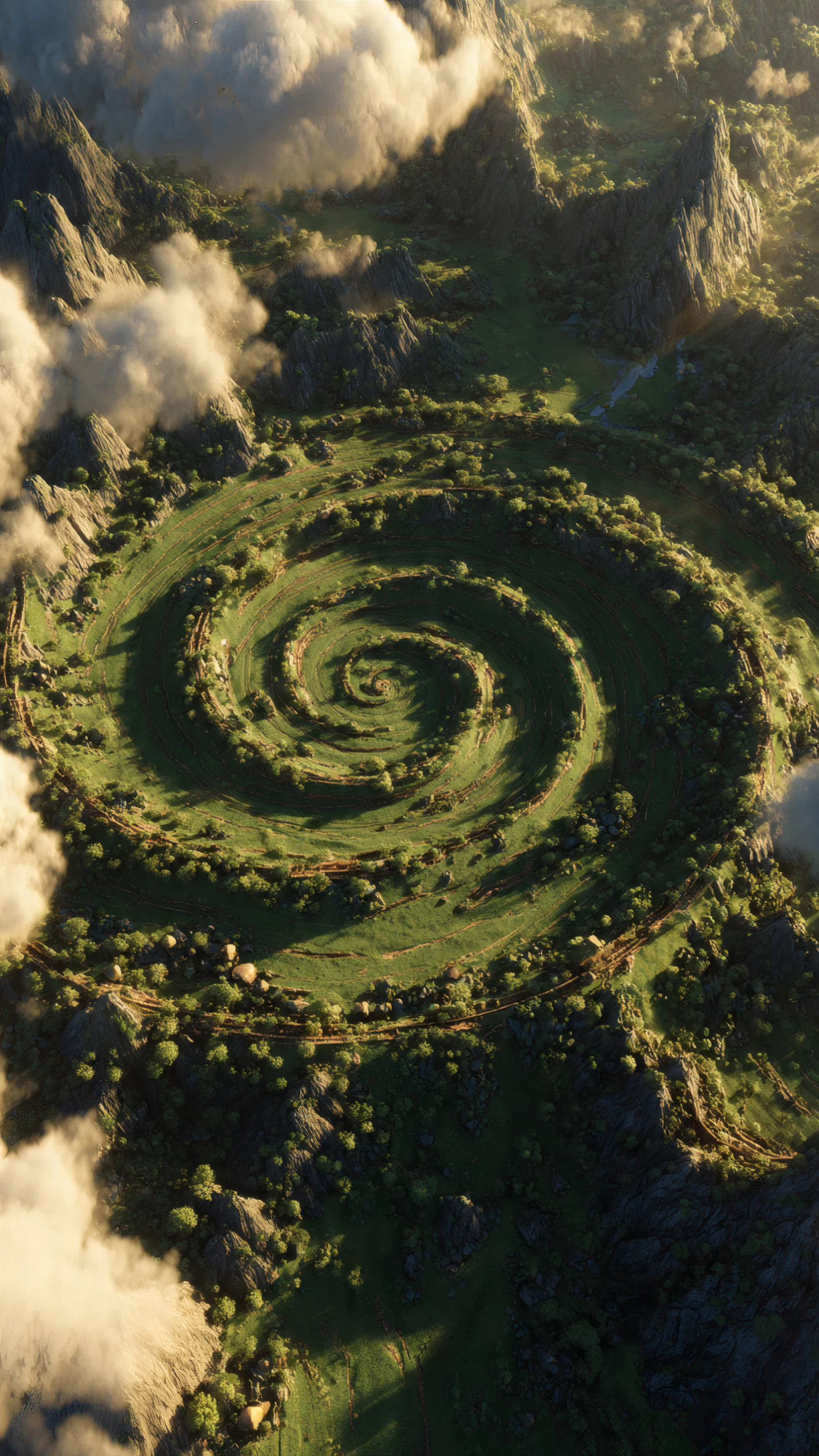 Verdant Spiral Valley from Above
