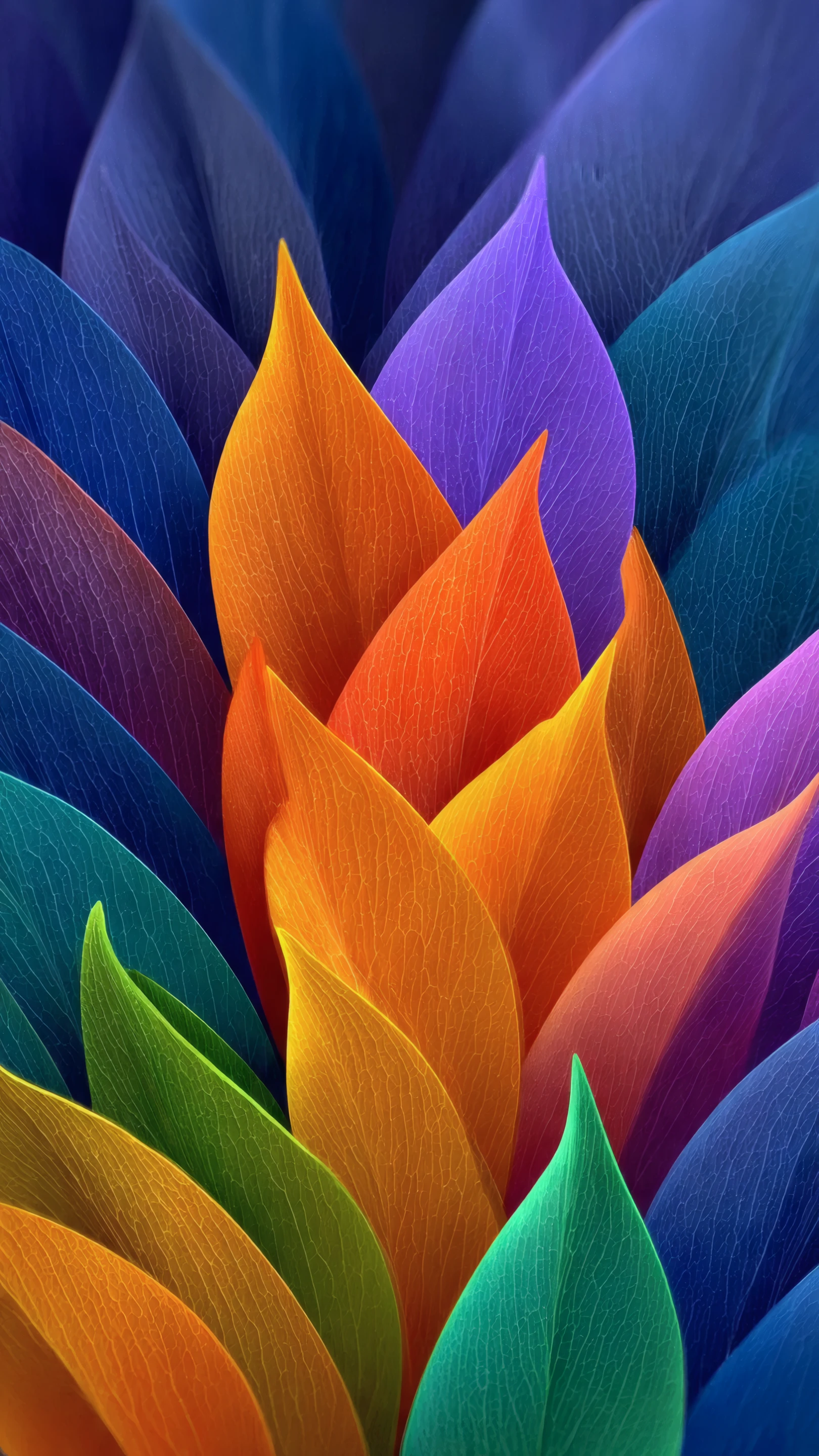 Vibrant Abstract Flower Petals in Rainbow Colors