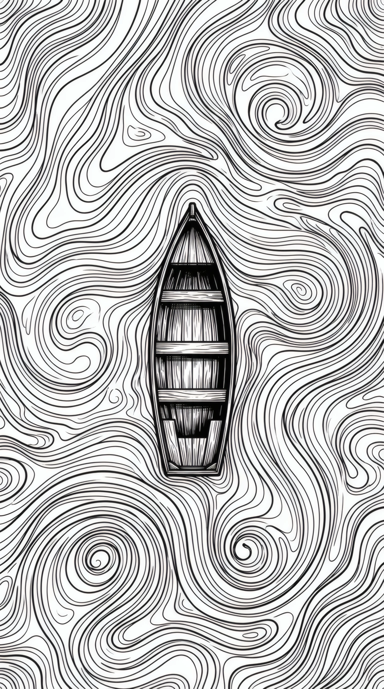 Whimsical Boat Amidst Swirling Ink Waters