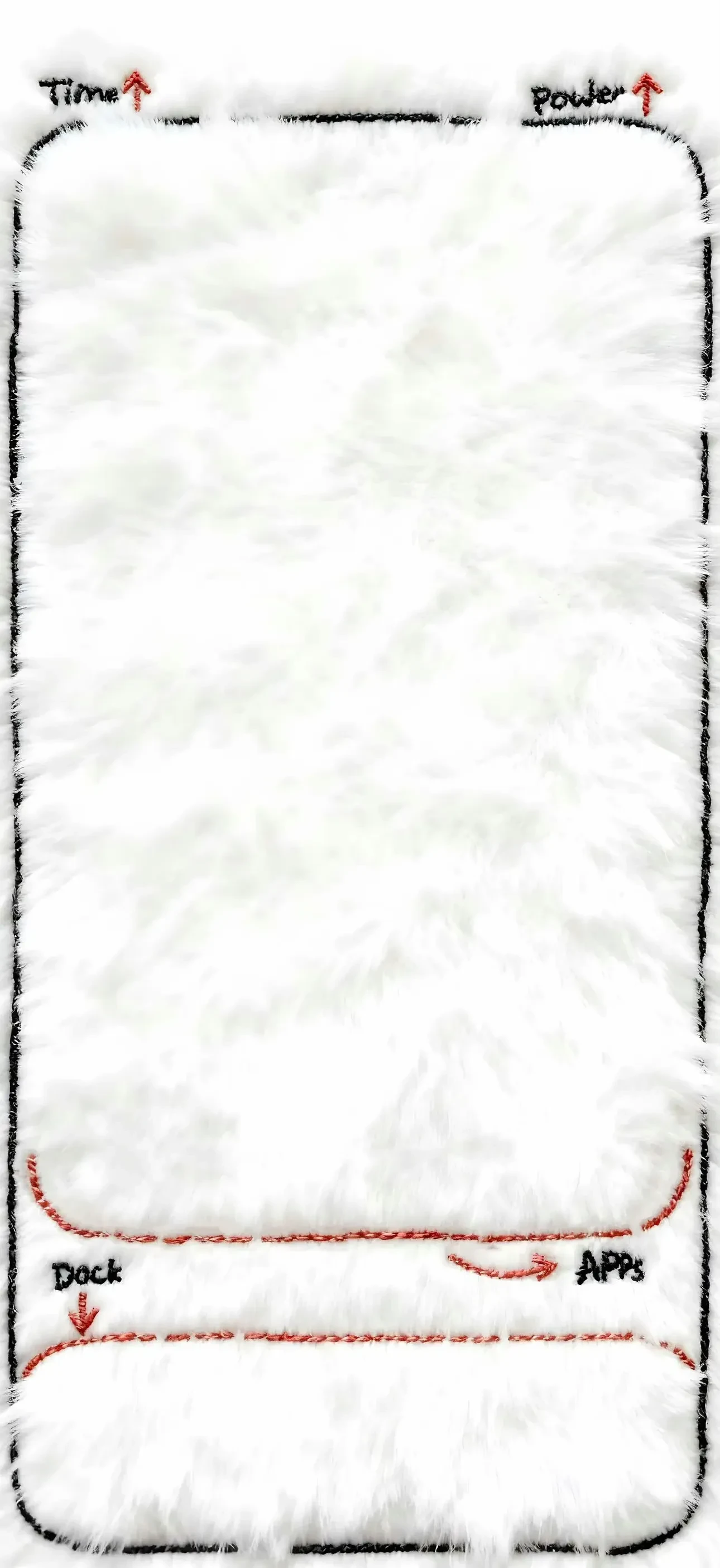 White Fluffy Phone Case Concept with Hand-stitched Details