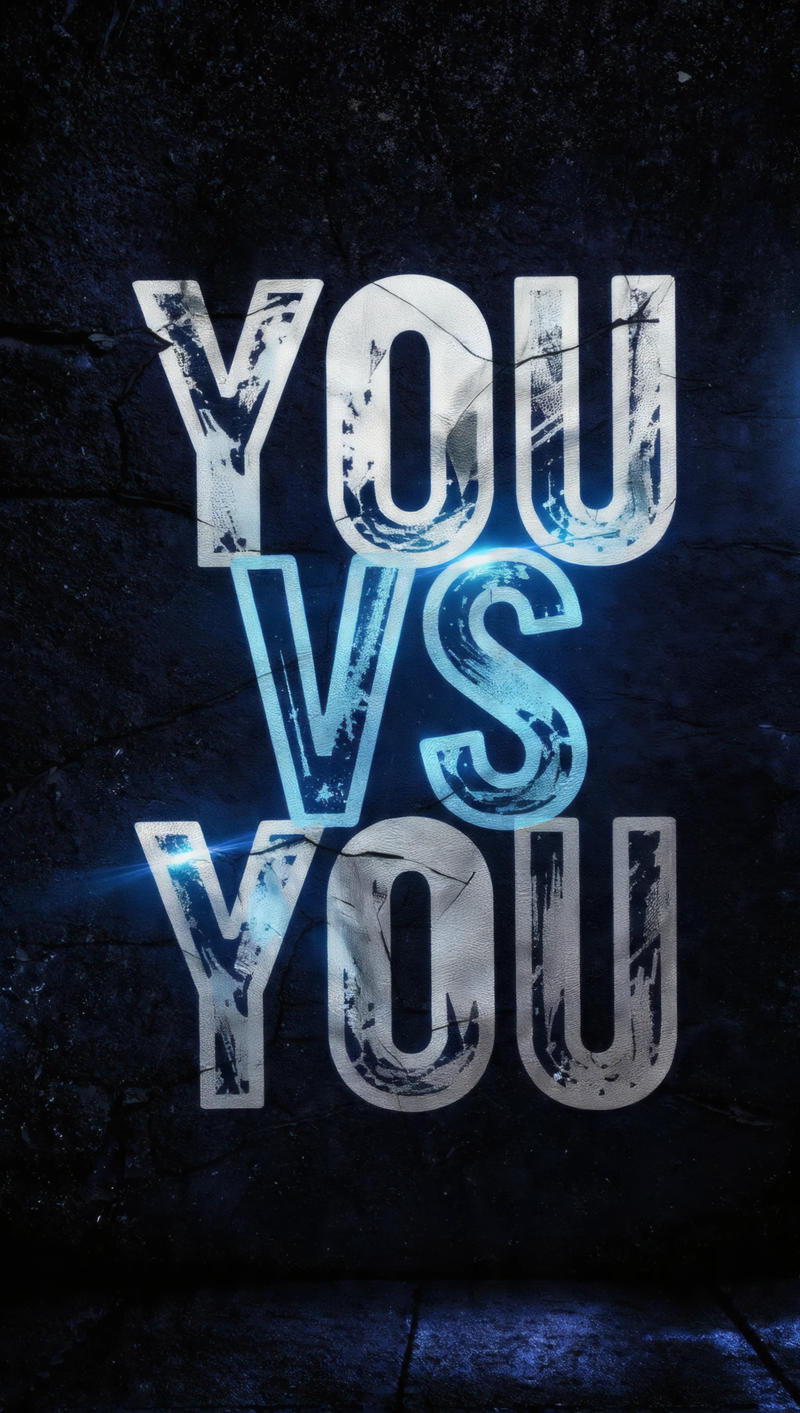 You Versus You Distressed Typography on Dark Background
